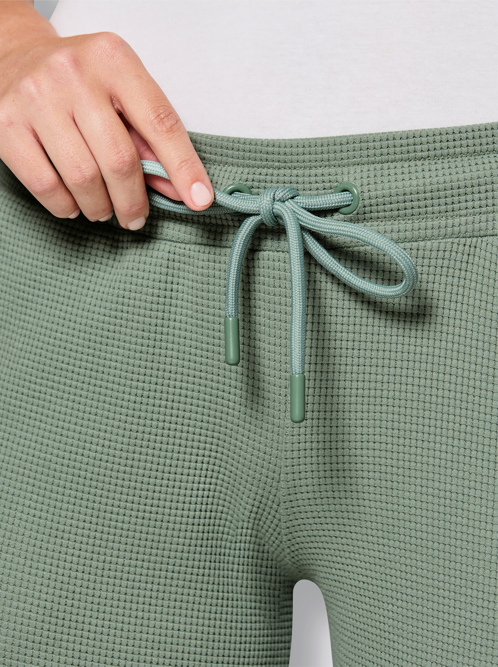 feel good Dehnbund-Hose mit Waffelstruktur - jade