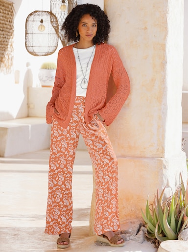 heine Ajourstrickjacke - papaya