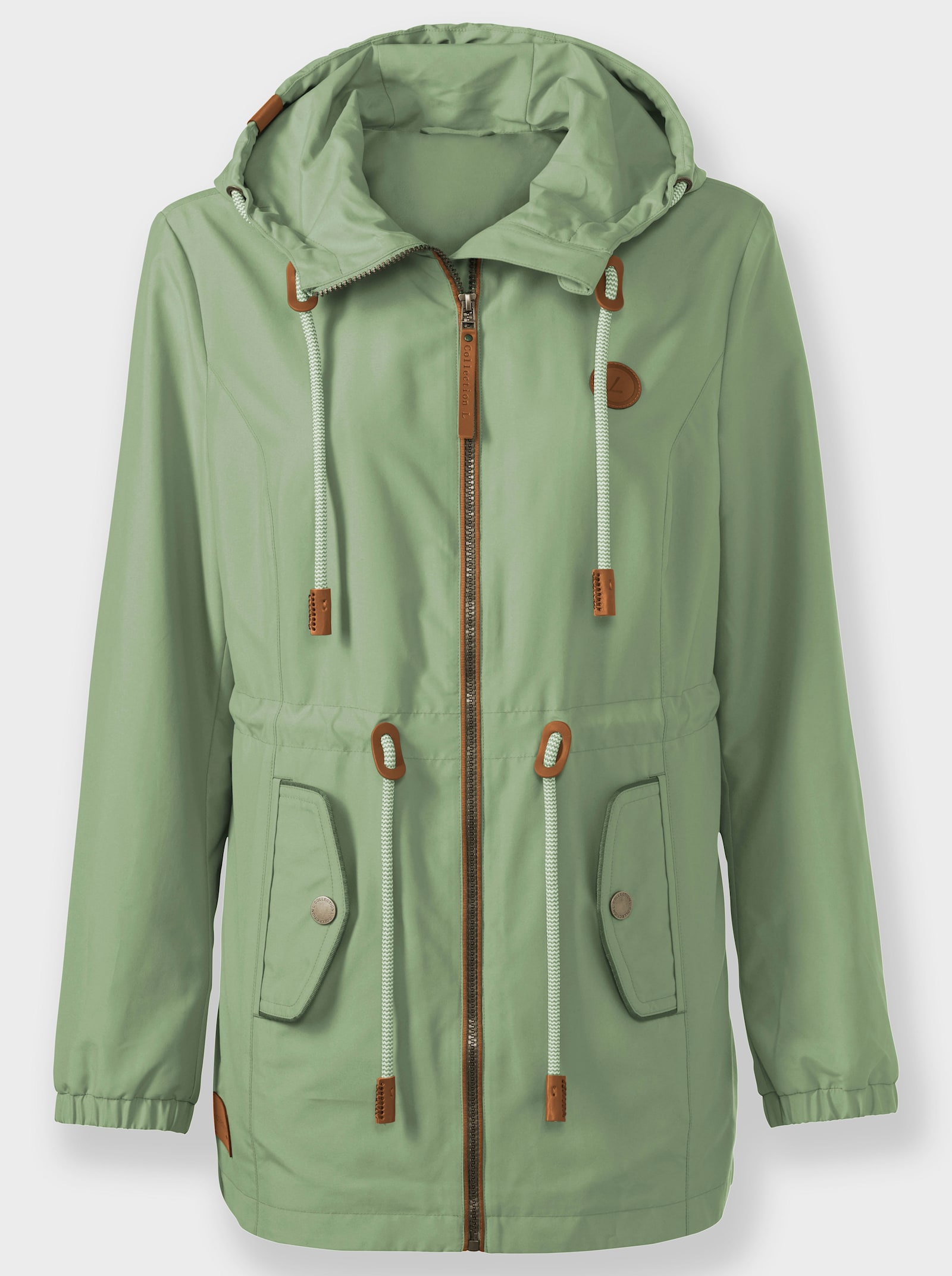 Microfaserjacke mit weitenverstellbarer Kapuze - eucalyptus