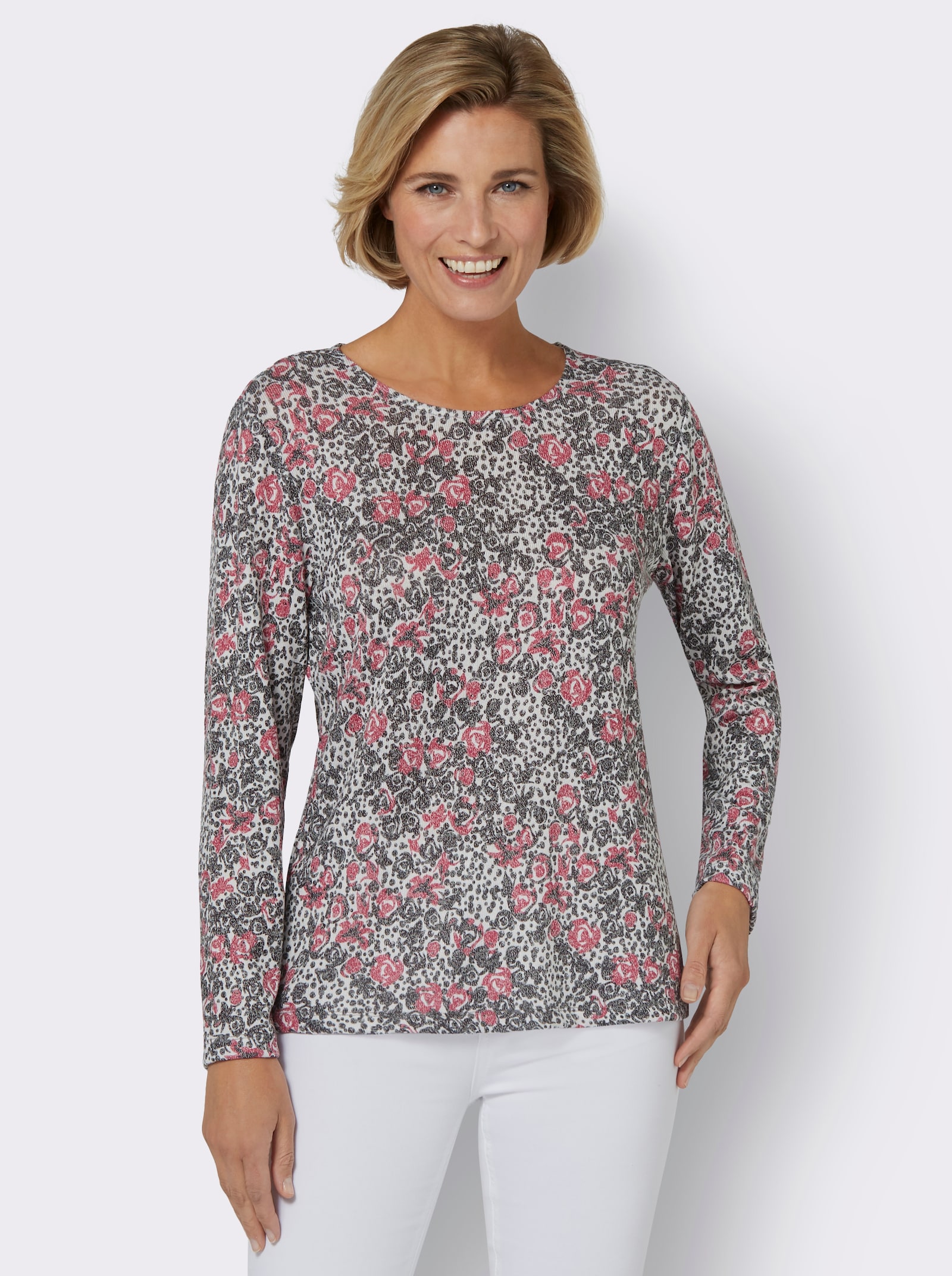 Print-Shirt in Jersey-Qualität - weiß-gemustert