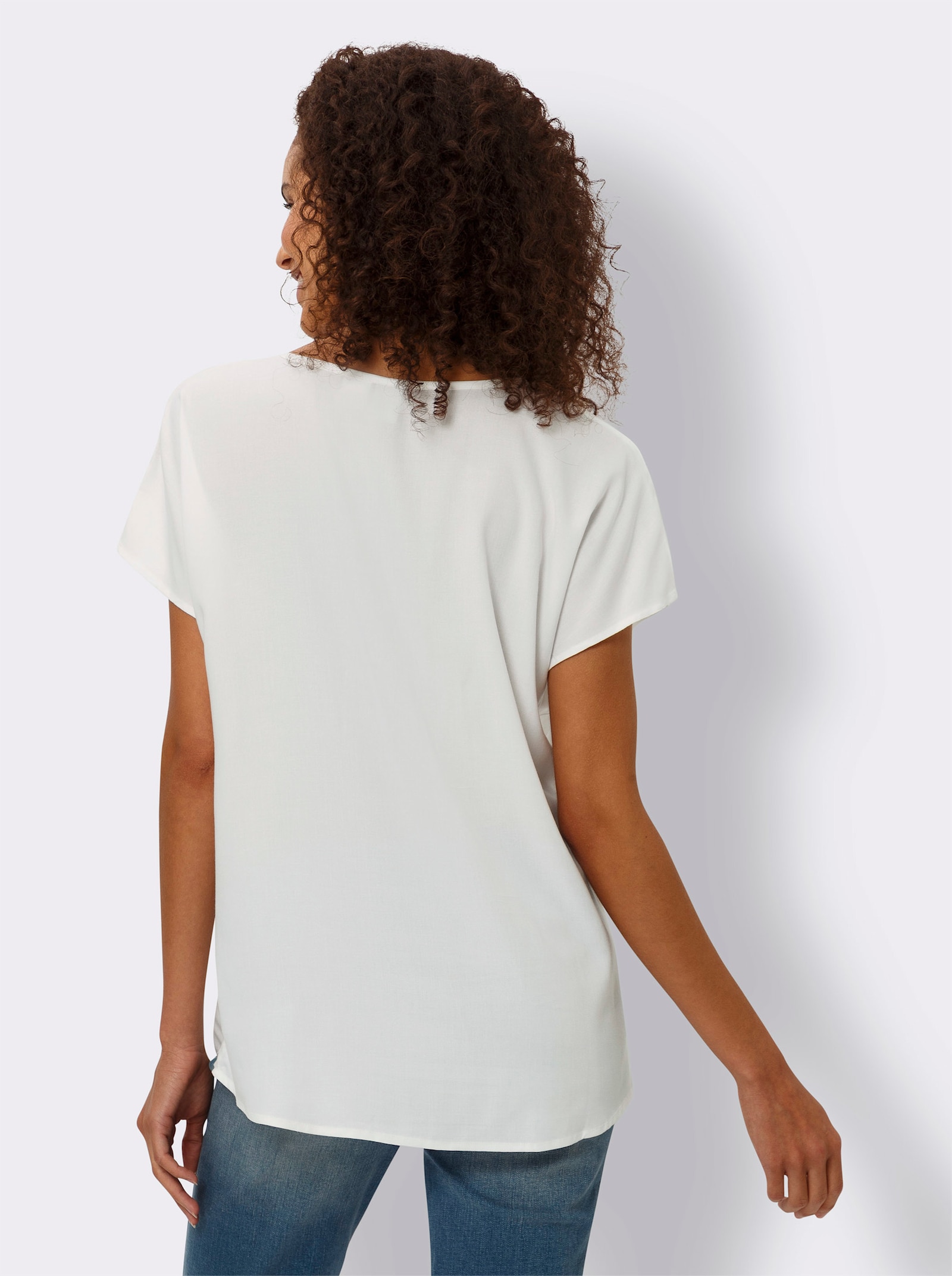 heine Blouse met korte mouwen van viscose - ecru