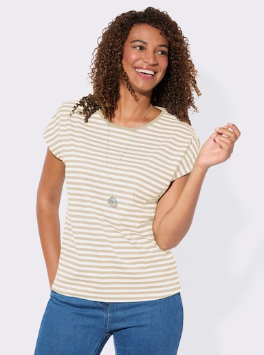 Shirt-Set mit überschnittenen Schultern - sand