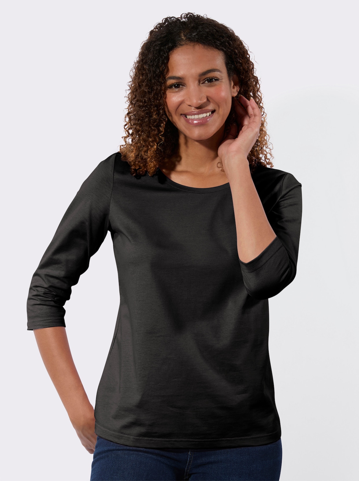 3/4-Arm-Shirt - schwarz + ecru
