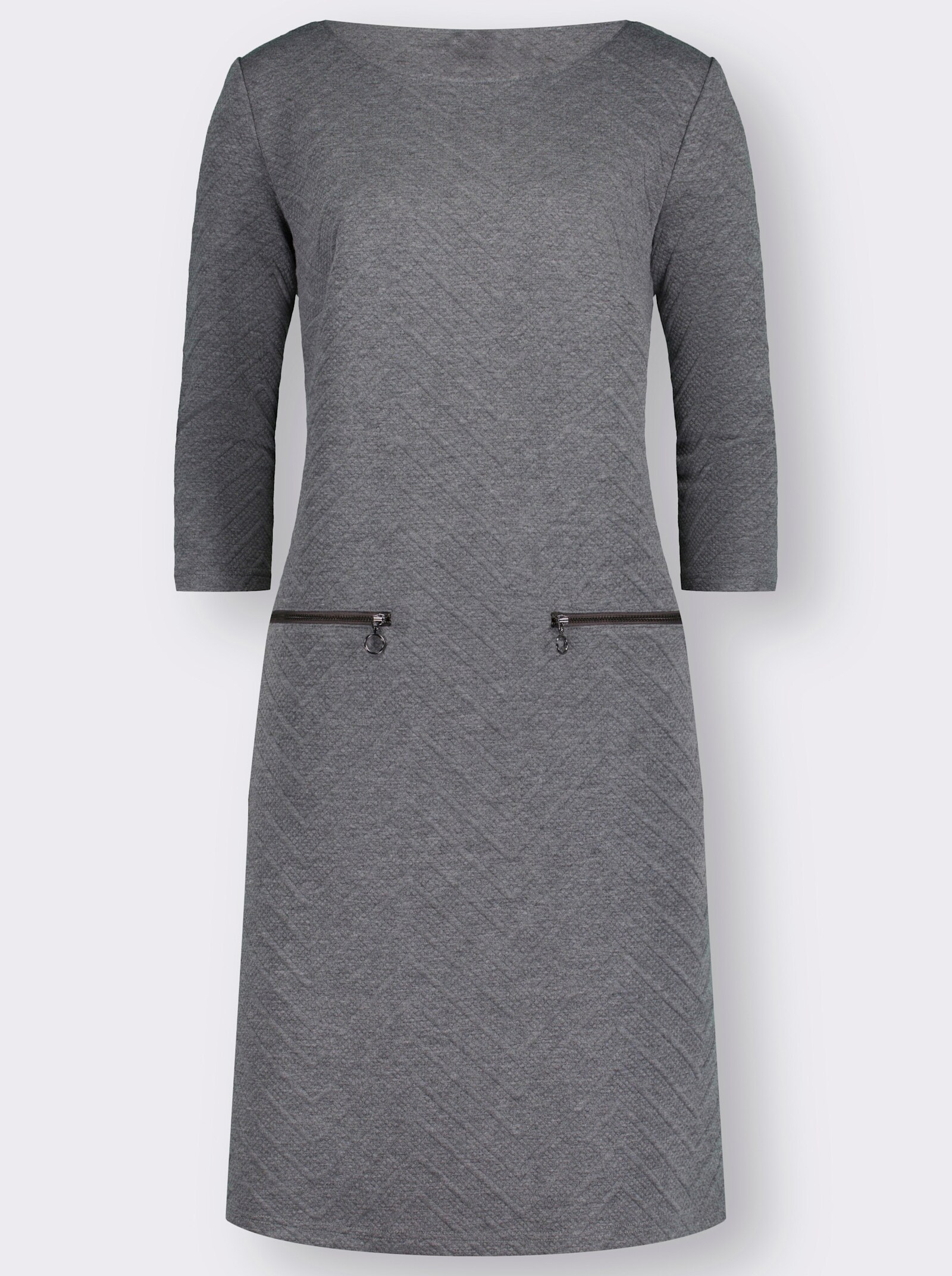 Druckkleid in Jersey-Jacquard-Qualität - grau-meliert