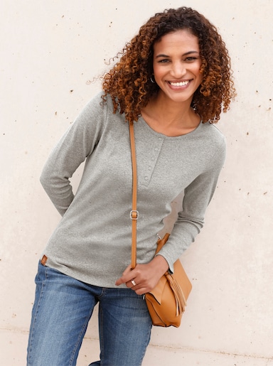 Rundhalsshirt - grau-meliert