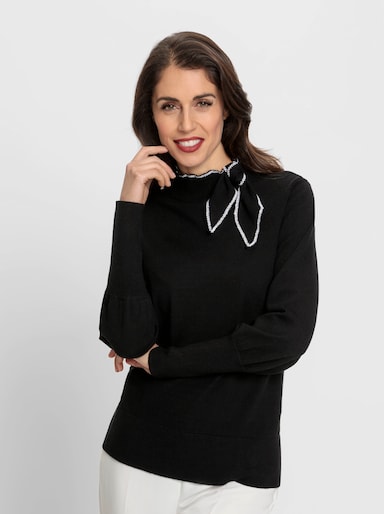 heine Stehkragenpullover mit seitlicher Schluppe - schwarz