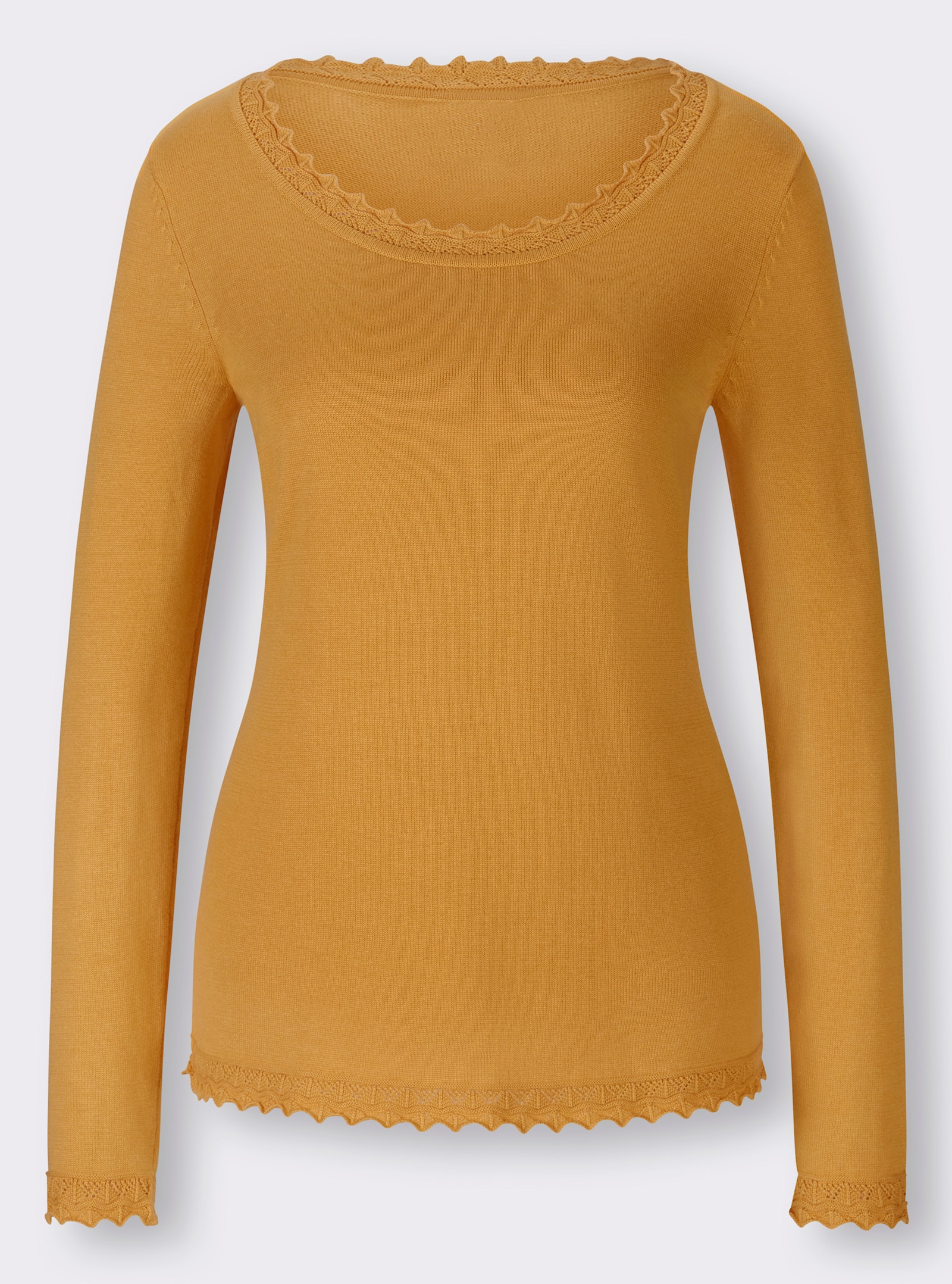 heine Ajourpullover im Viskose-Baumwoll-Mix - ocker
