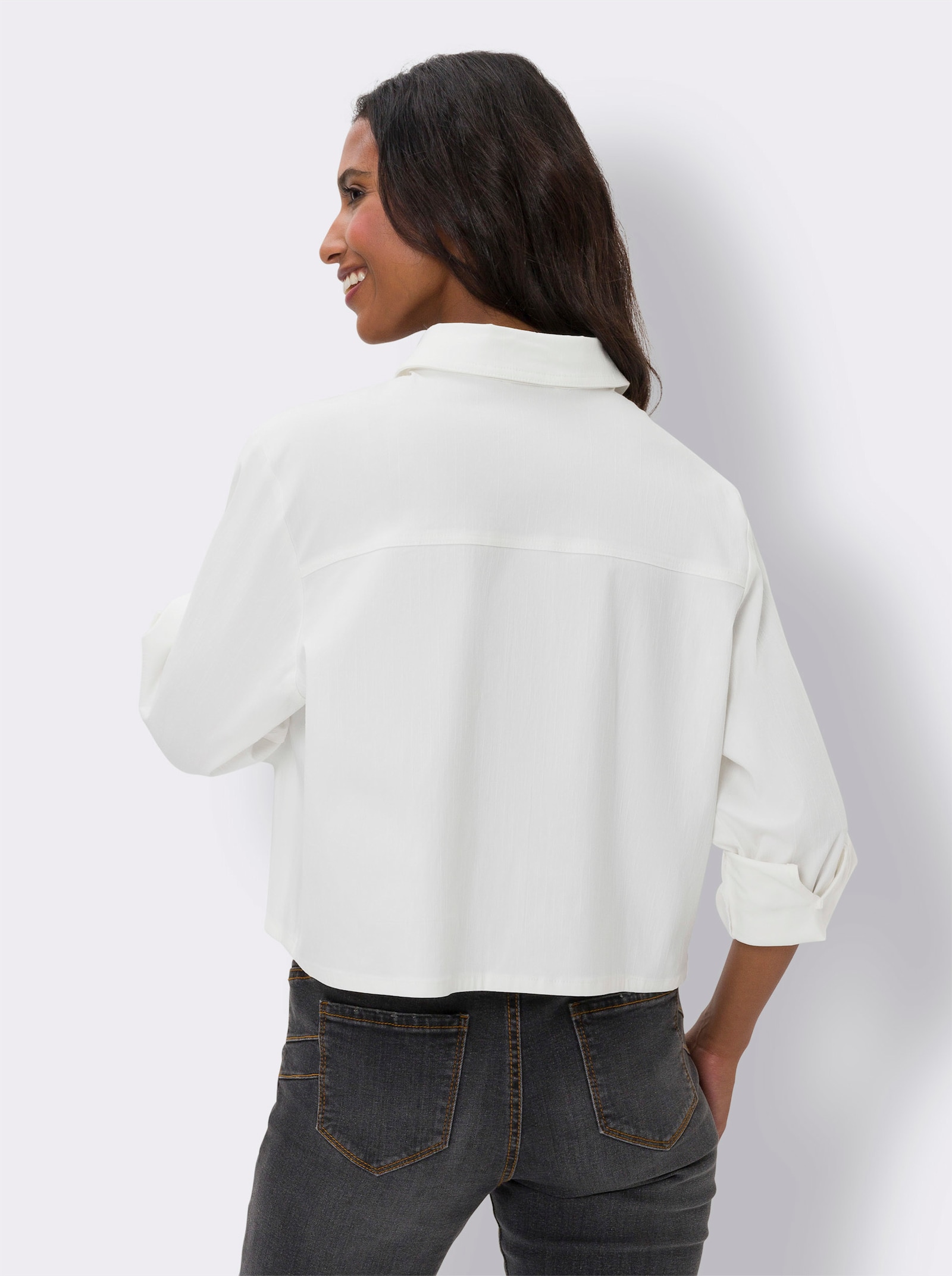 heine Blusenjacke mit krempelbaren Ärmeln - ecru