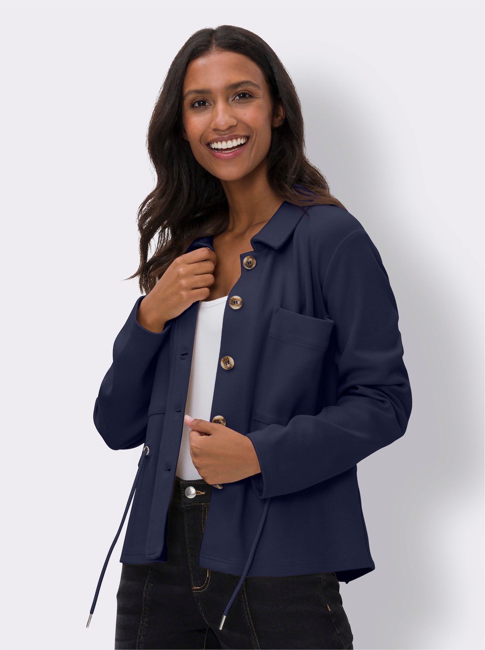 heine Sweatblazer met tunnelkoord - marine