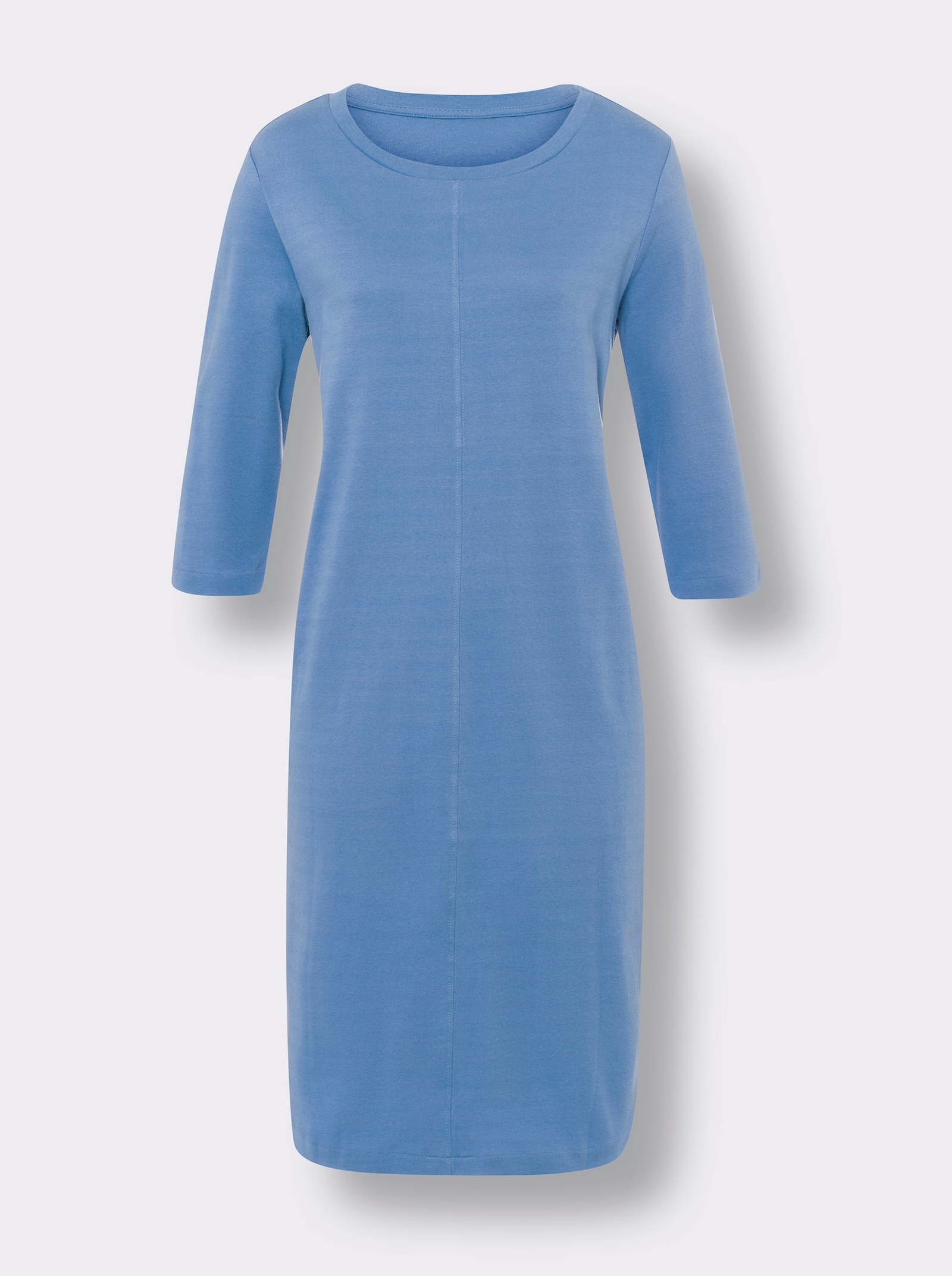 Trikåklänning i sweatmaterial - mellanblå