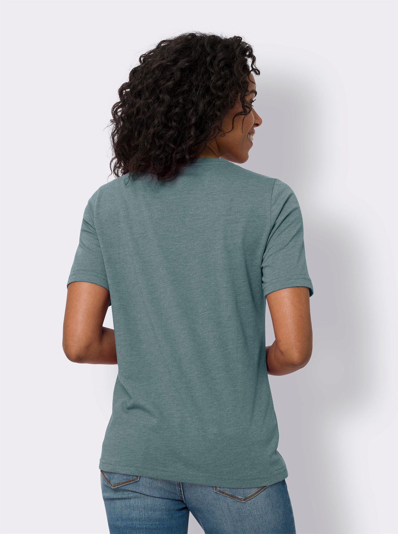 Tričko, kr.ruk., zámiky - nefritová melírovaná