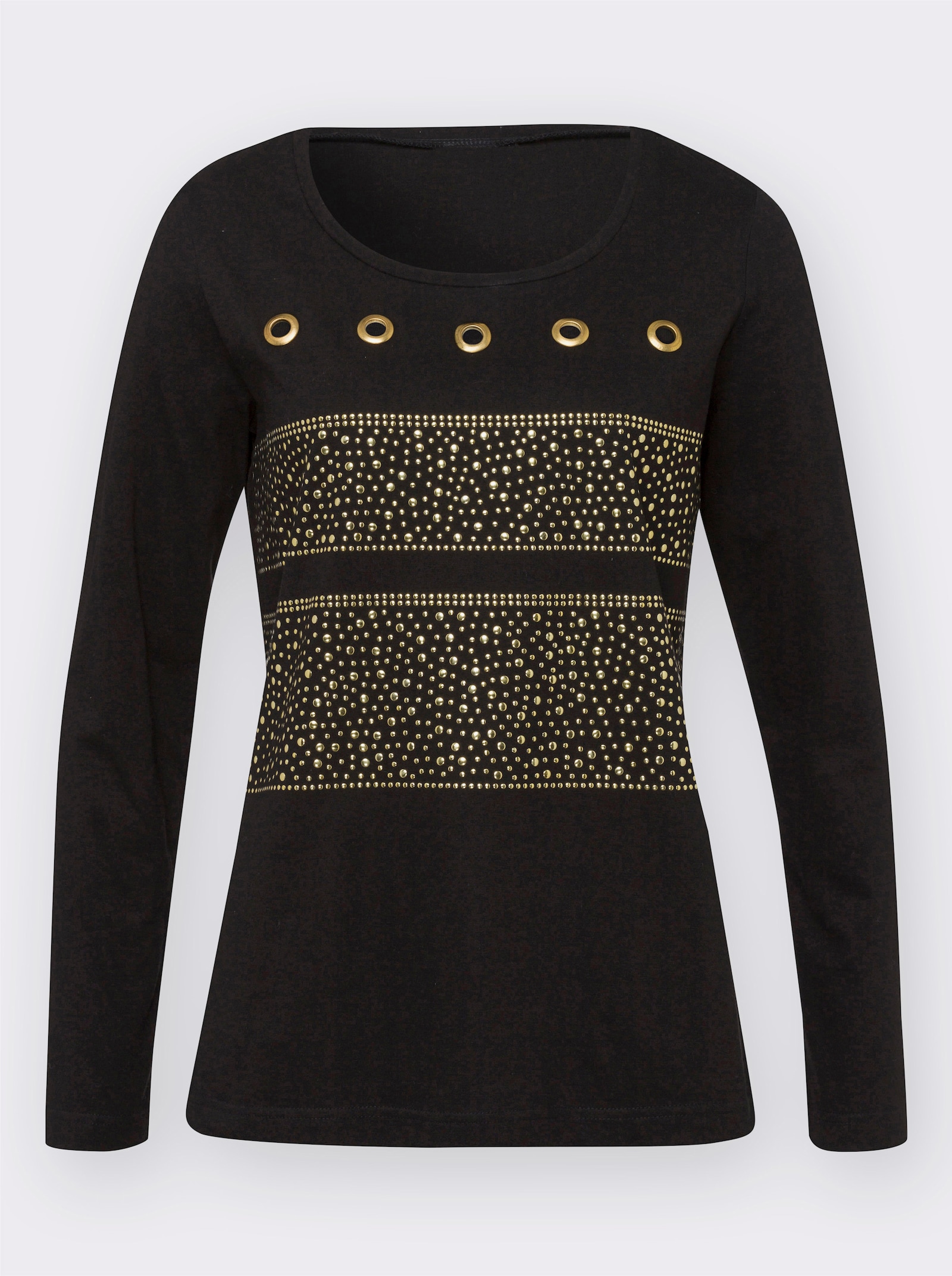 Sweatshirt met sierogen en studs - zwart