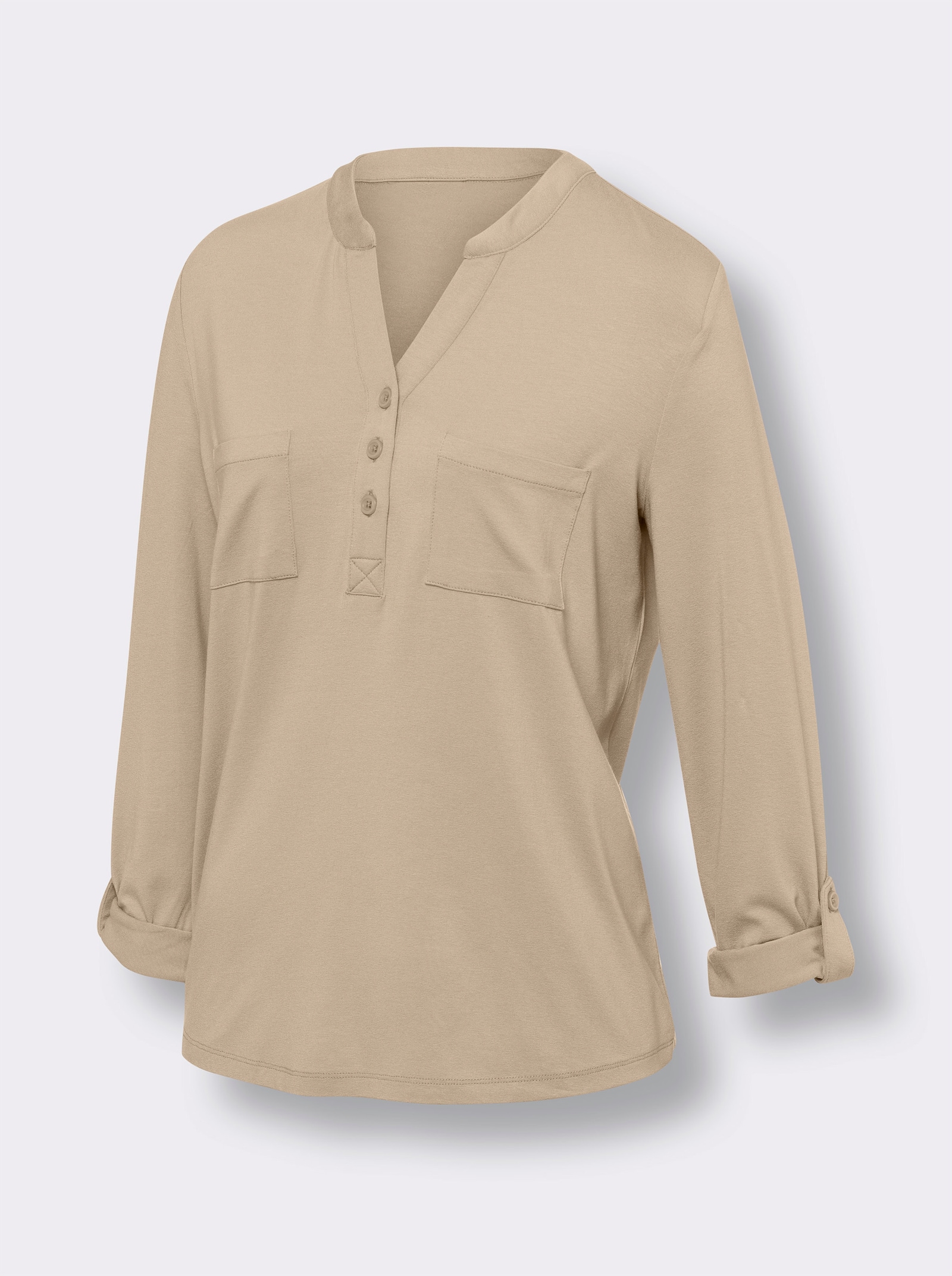 heine Blusenshirt mit kurzer Knopfleiste - beige