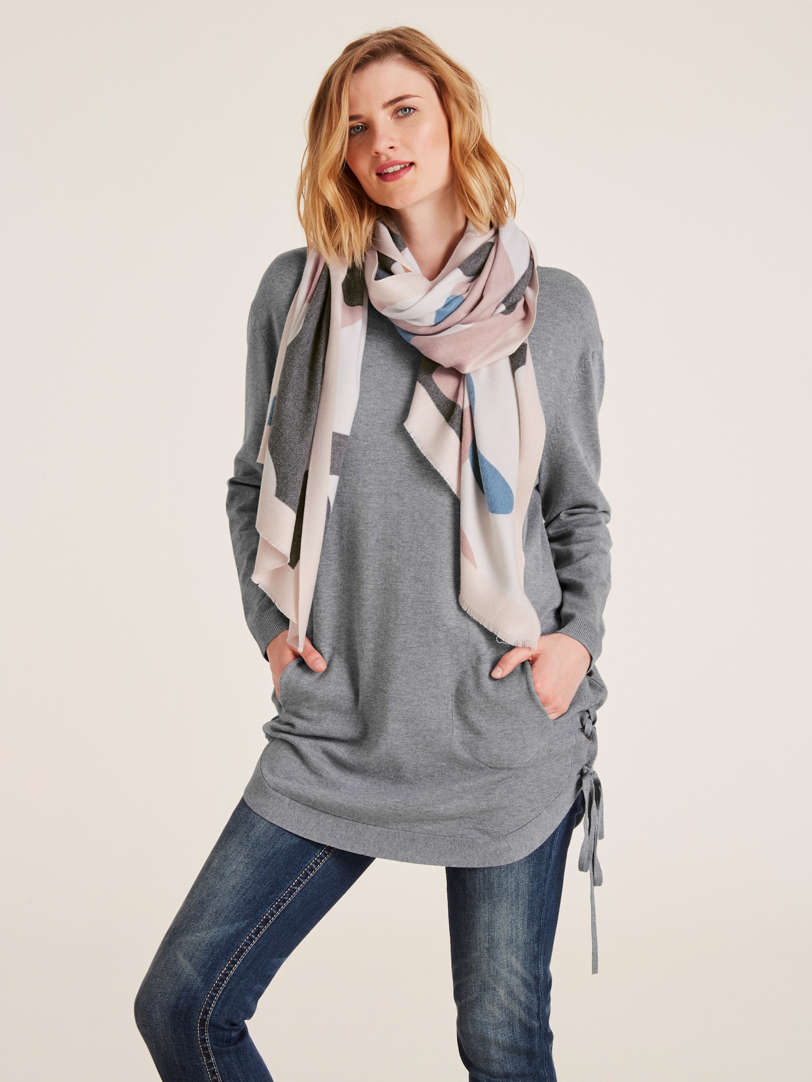 heine Longpullover im Oversized-Style - grau-melange