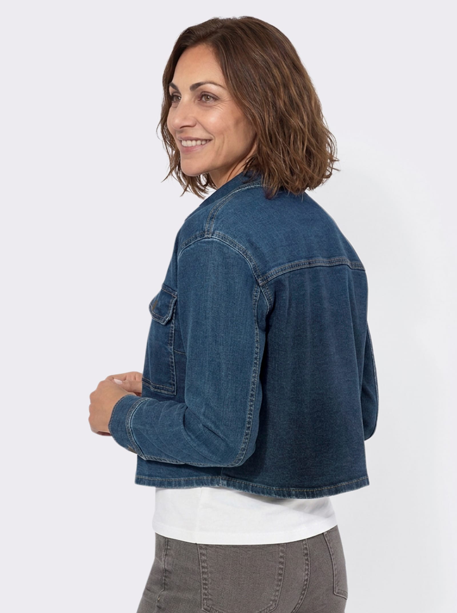 Jeansbluse im Oversized-Schnitt - blue-stone-washed