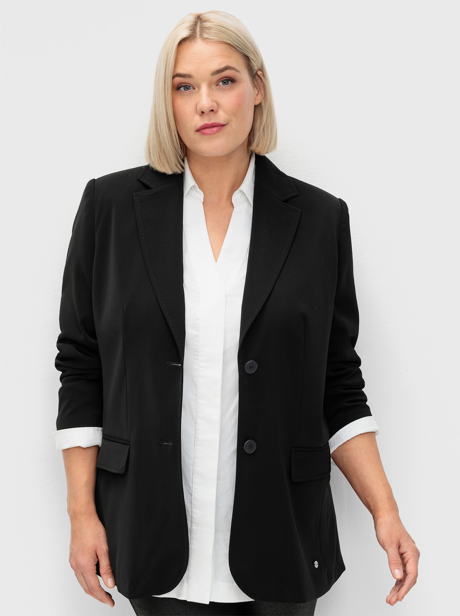sheego Blazer mit Reverskragen - schwarz