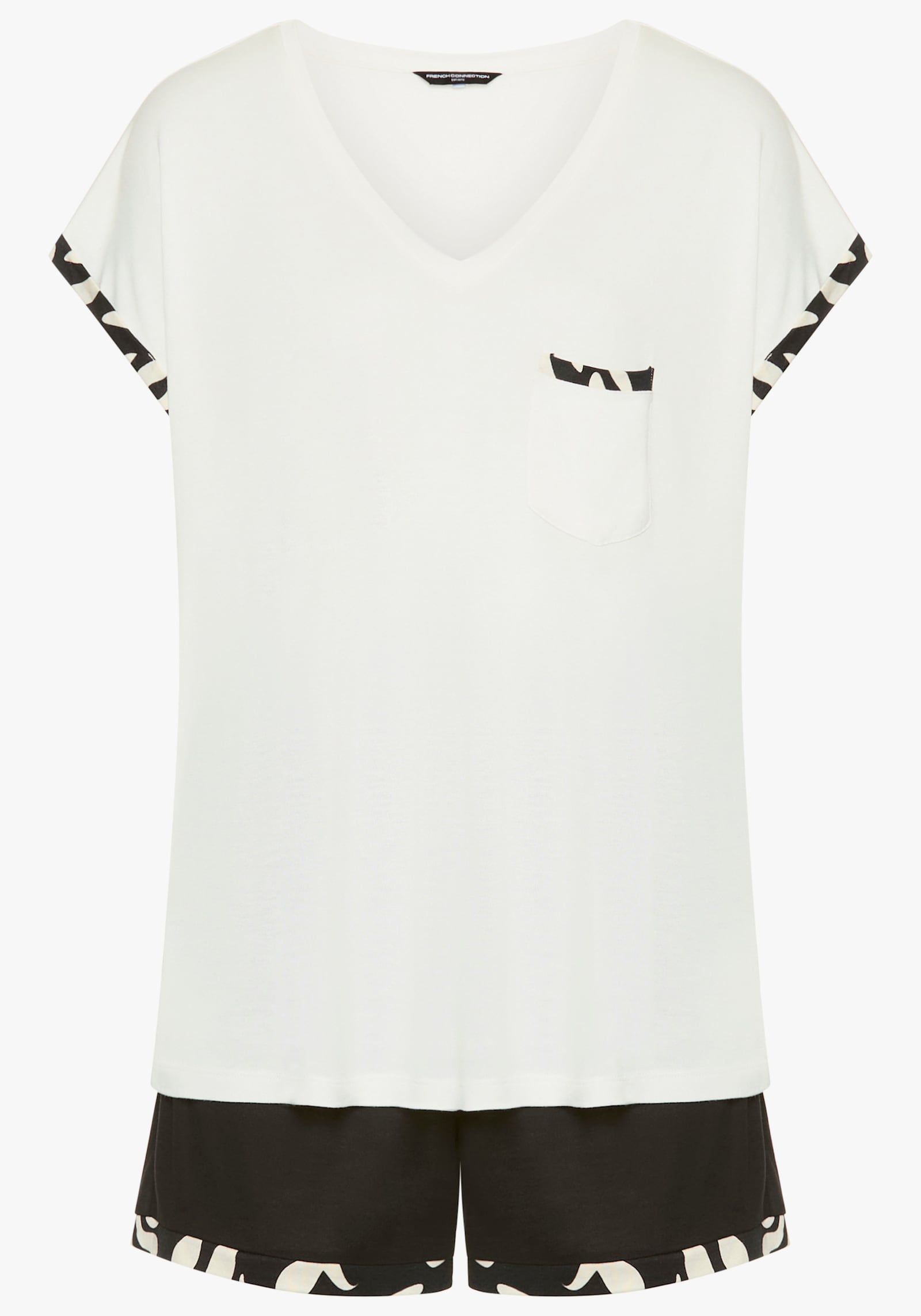 French Connection Pyjama court - écru/noir imprimé