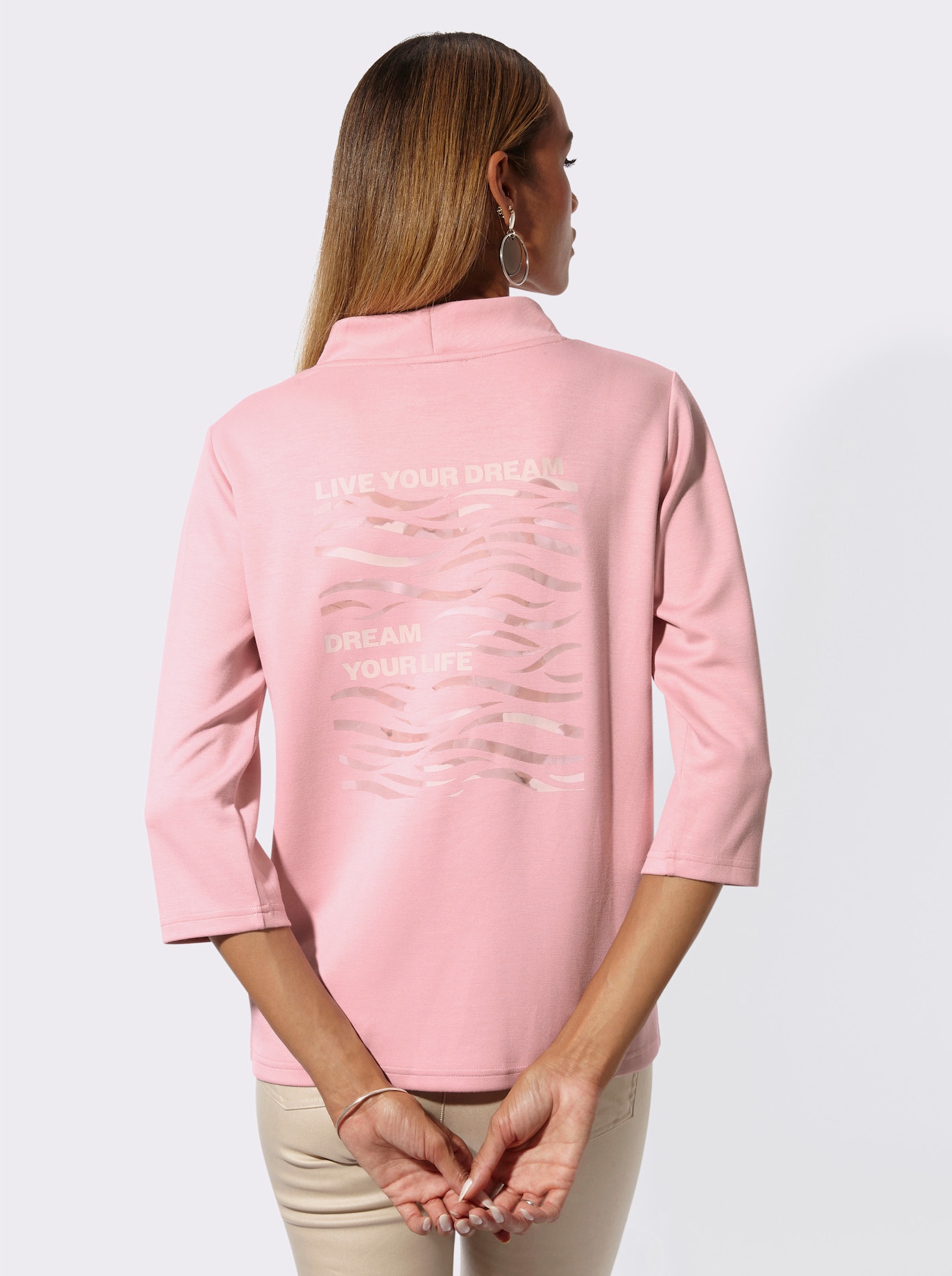 Sweatshirt mit Stehkragen - hortensie-sand-bedruckt