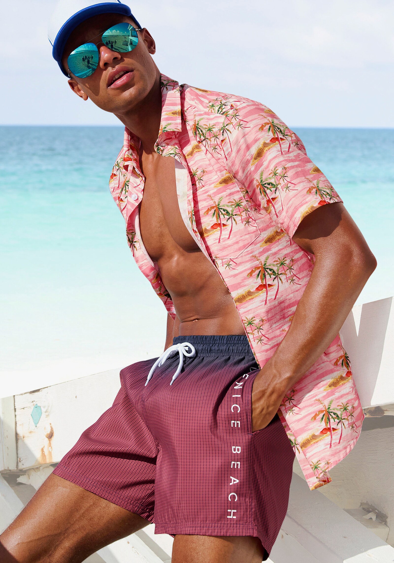 Venice Beach Badeshorts - marine-bordeaux