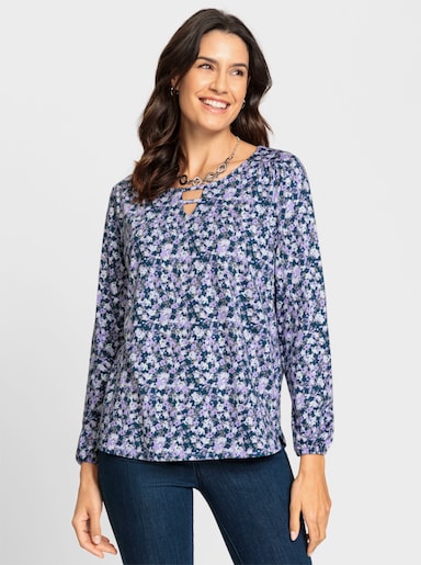 Print-Shirt mit Raffung - flieder-lavendel-bedruckt