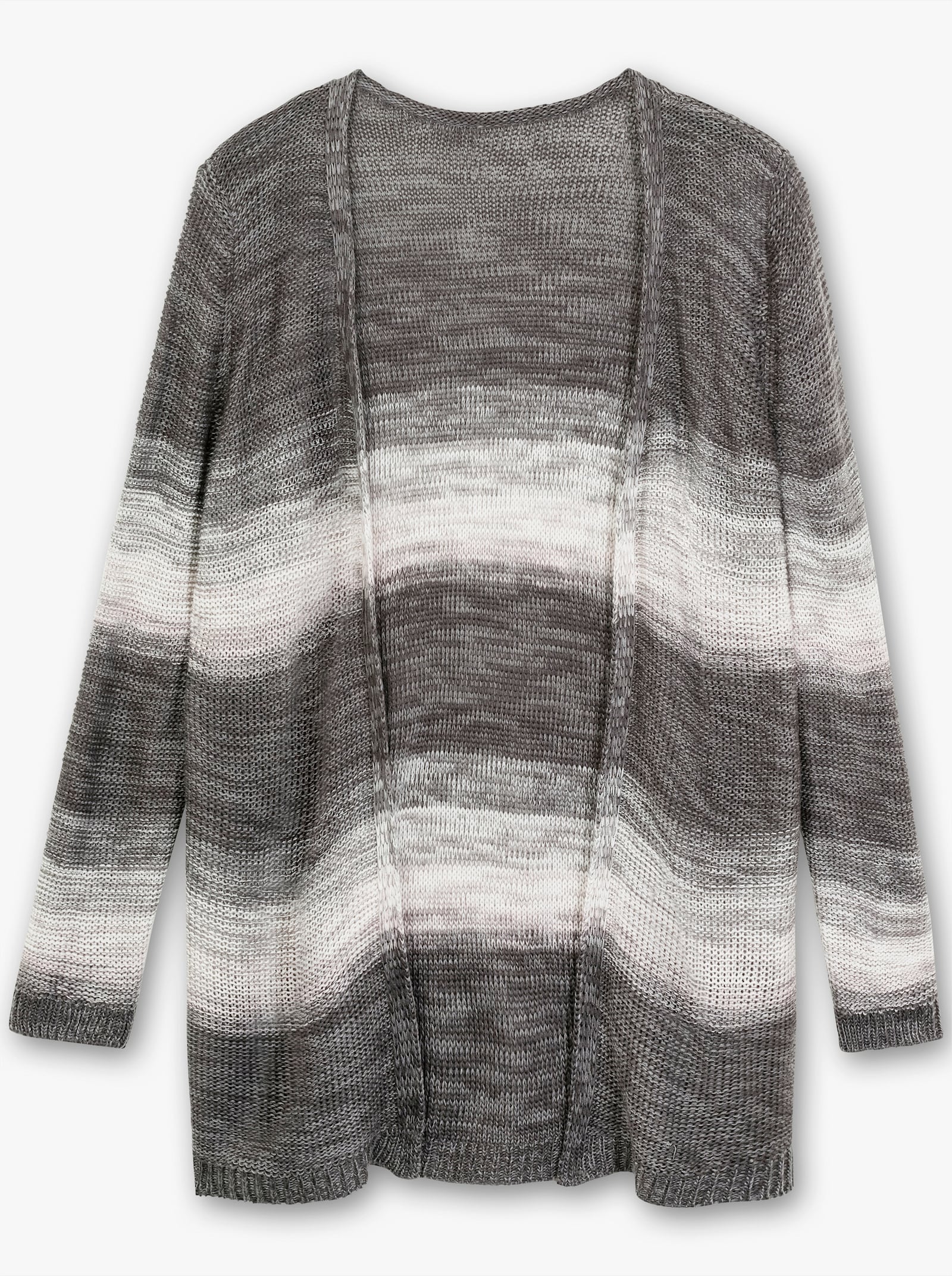 Strickjacke in langer, offener Form - grau-rosé