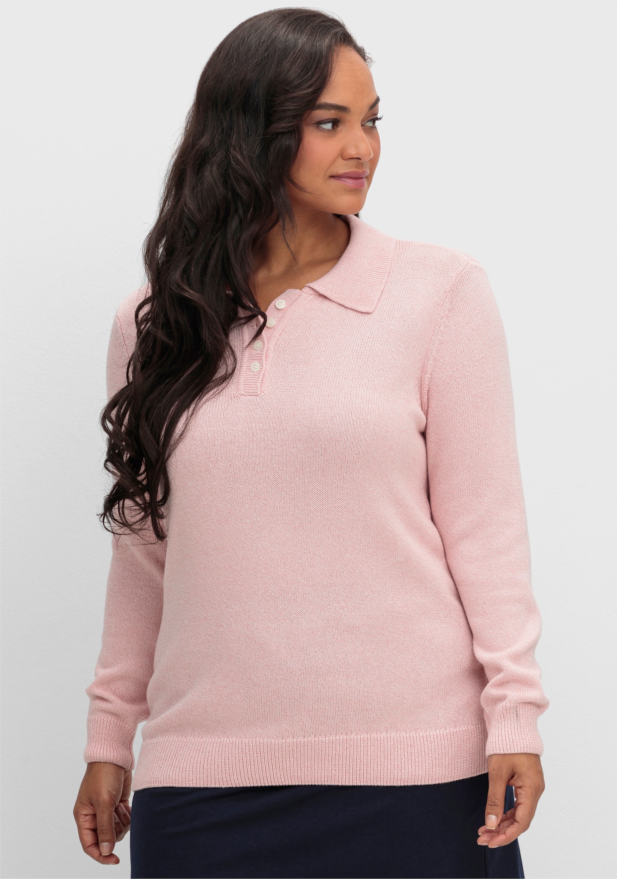 Polopullover aus meliertem Garn - rosenquarz-meliert