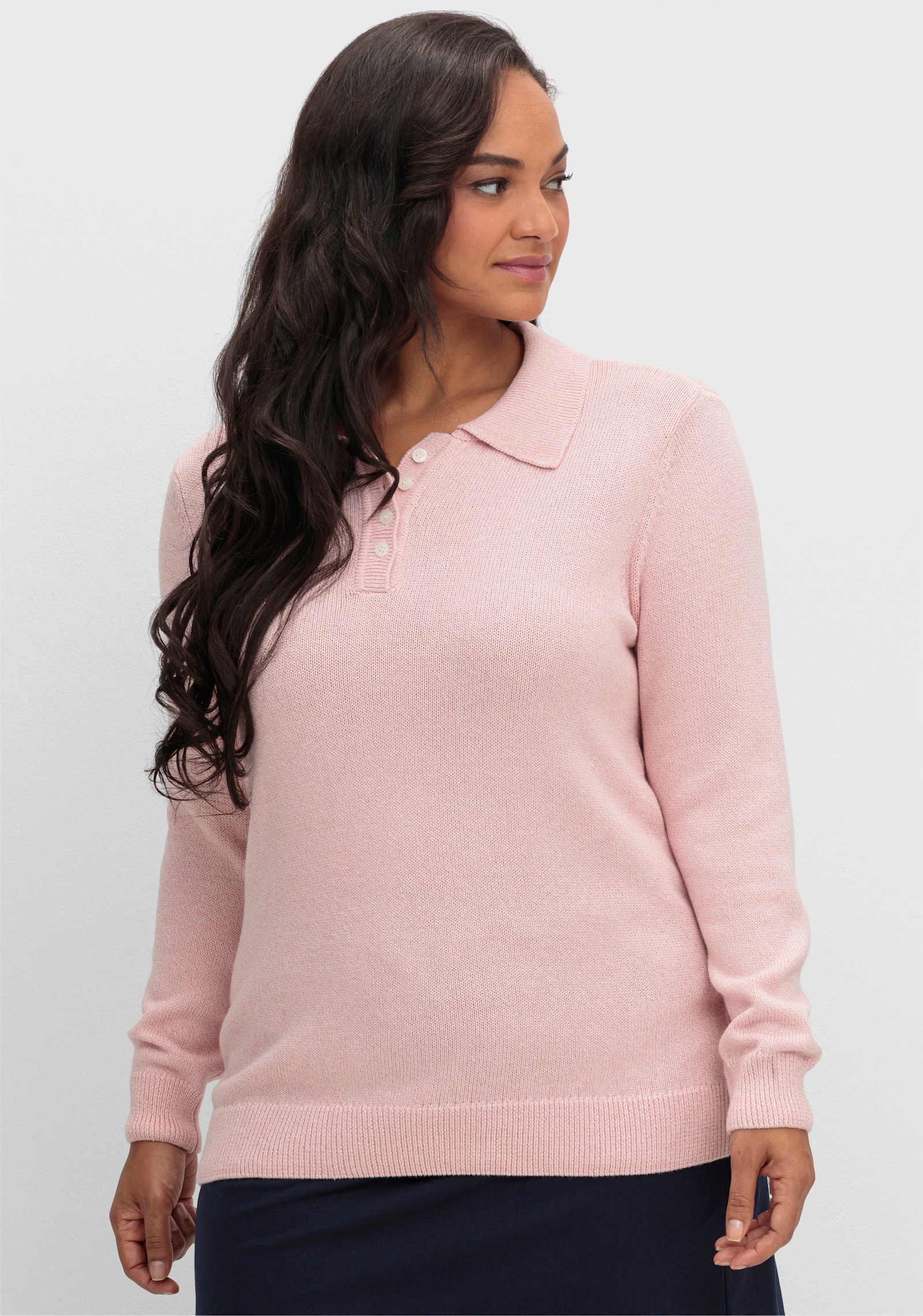 Polopullover aus meliertem Garn - rosenquarz-meliert