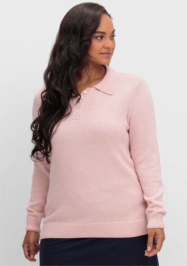 Polopullover aus meliertem Garn - rosenquarz-meliert