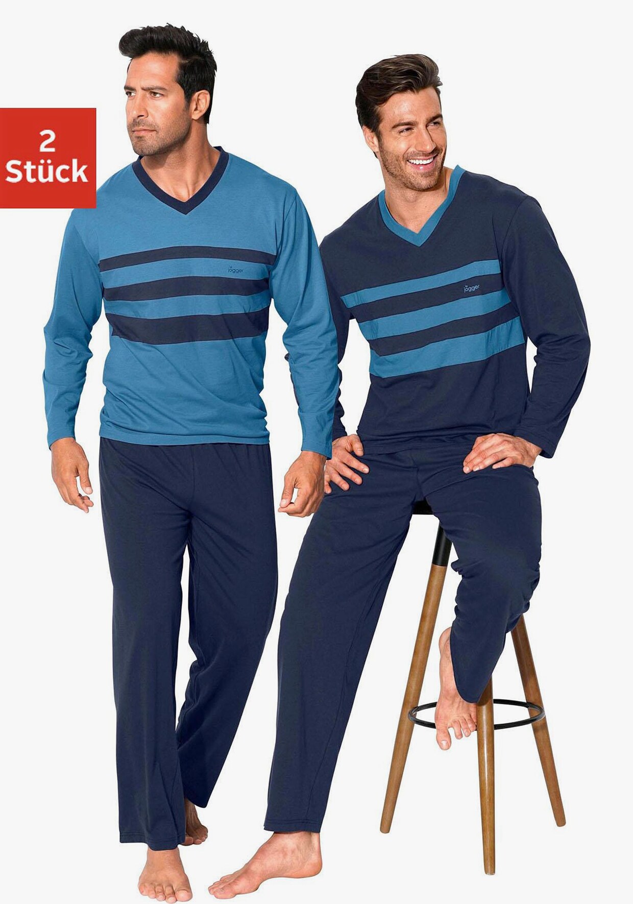 Pyjama - 1x blau + 1x marine