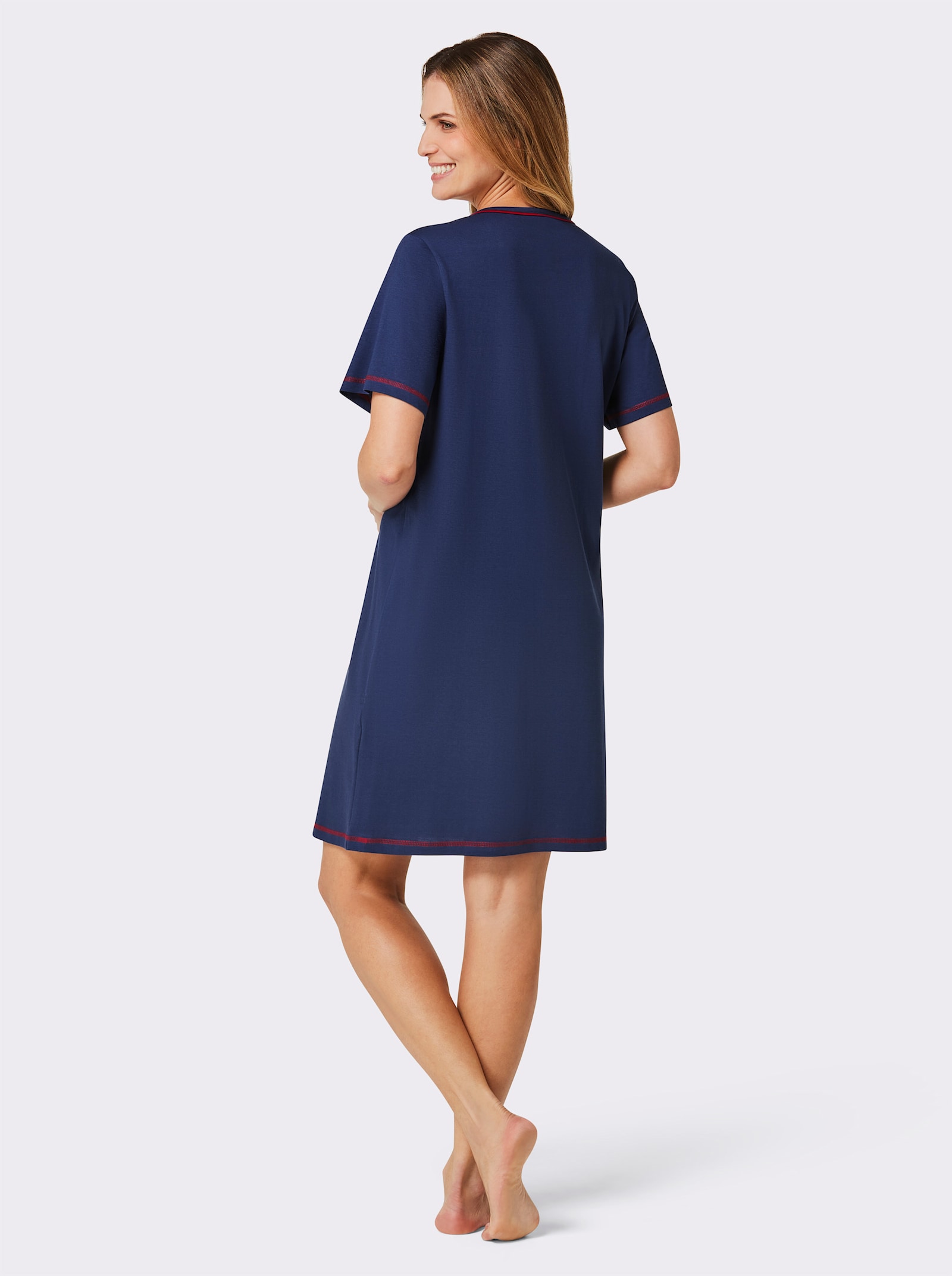 Nachthemd - koningsblauw/rood