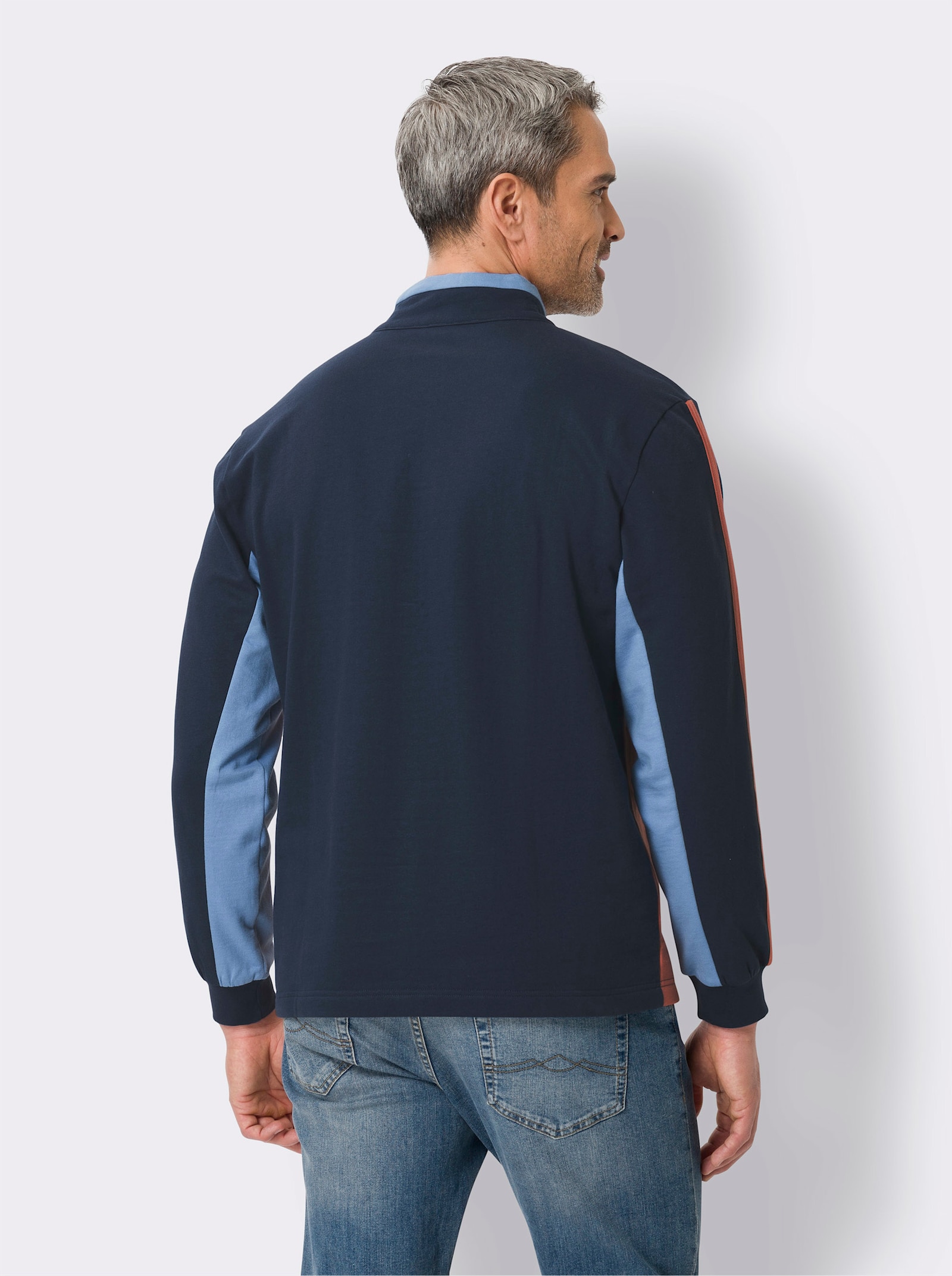 Sweatshirt mit Kontrastnähten - dunkelblau-himmelblau