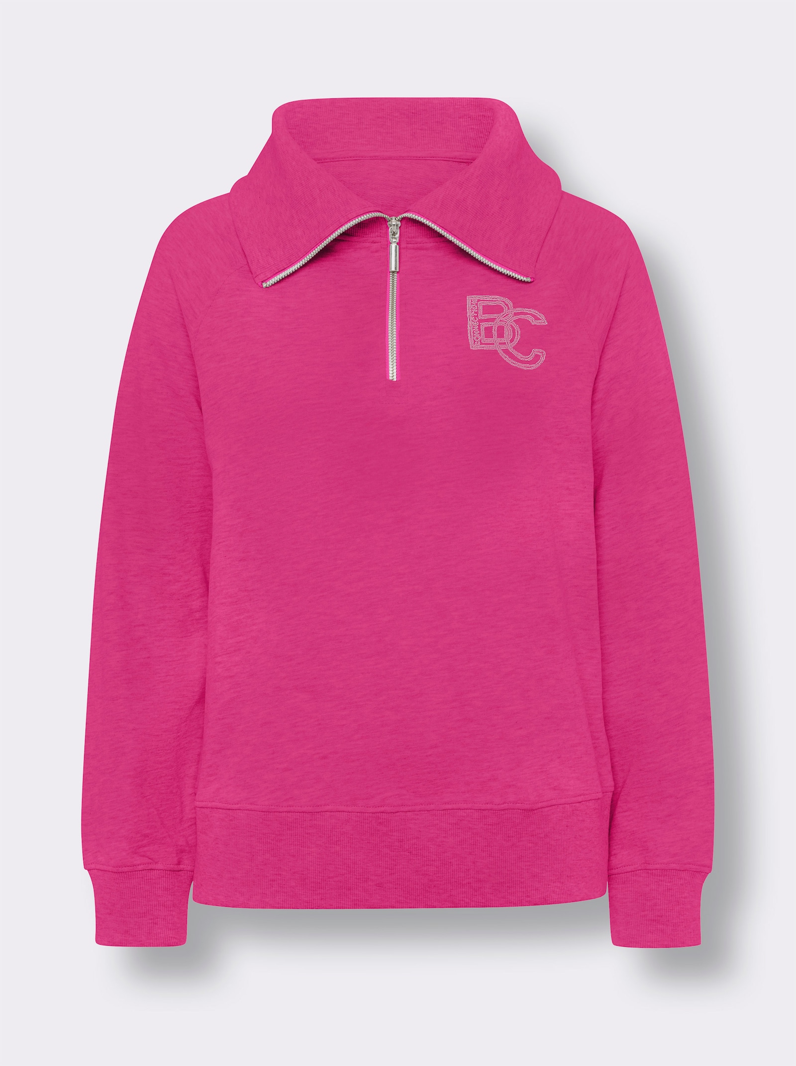 heine Sweatshirt mit Troyer-Kragen - fuchsia