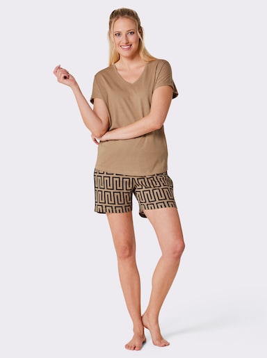 wäschepur Shorty mit Grafik-Dessin - camel-schwarz-bedruckt