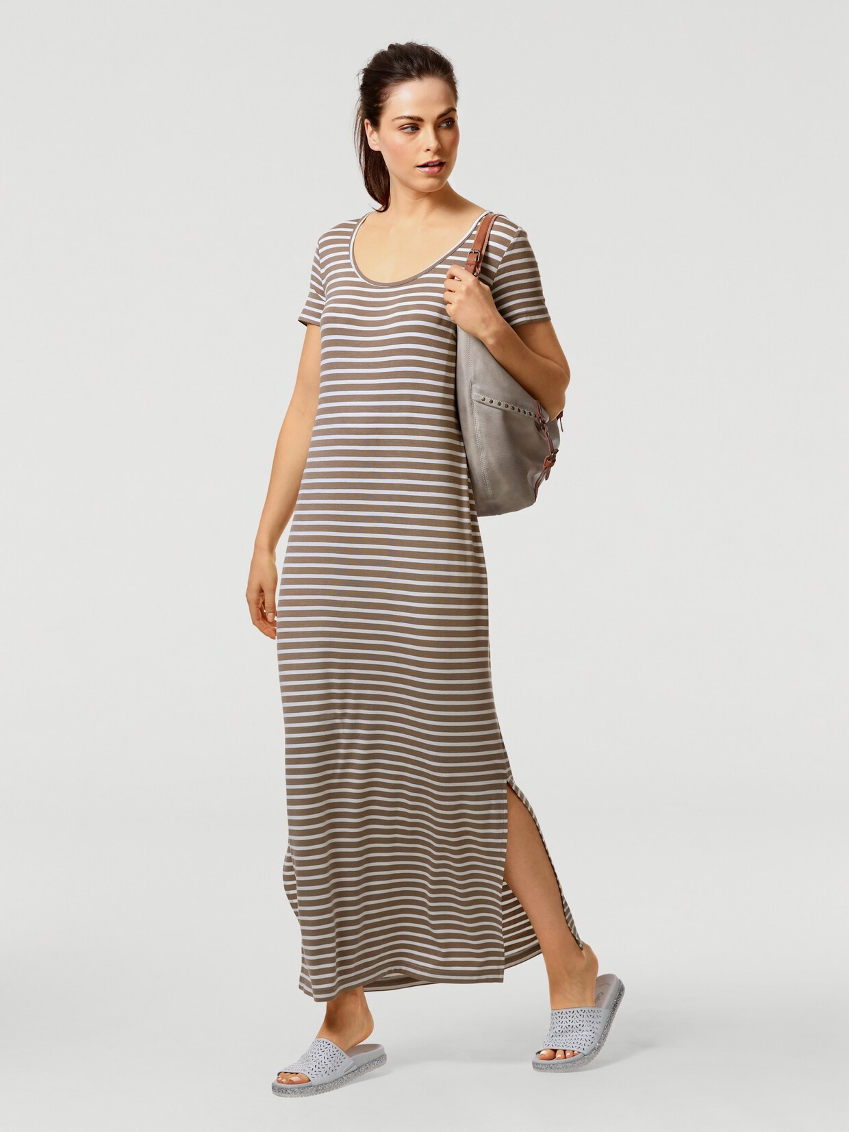 heine Jersey-Kleid - beige-weiß