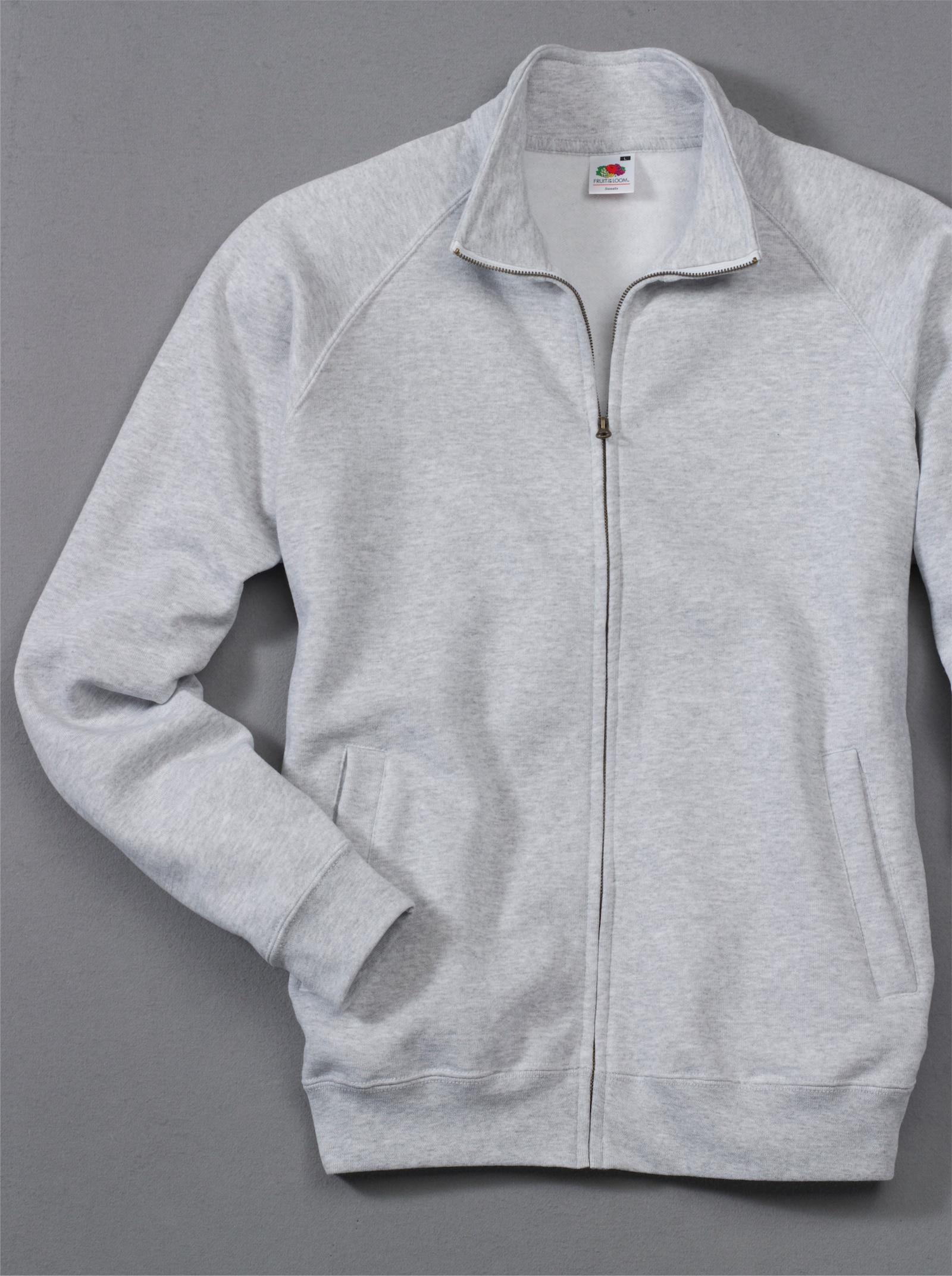 Fruit of the Loom Premium-Sweatjacke - grau-meliert