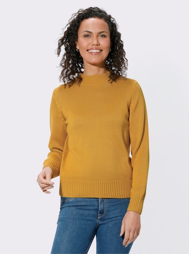 Stehkragenpullover mit Baumwolle - maisgelb