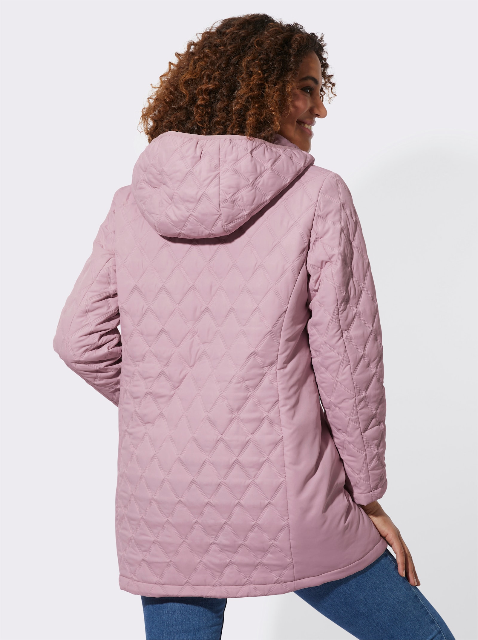 Kapuzenjacke im Rautenmuster - mauve