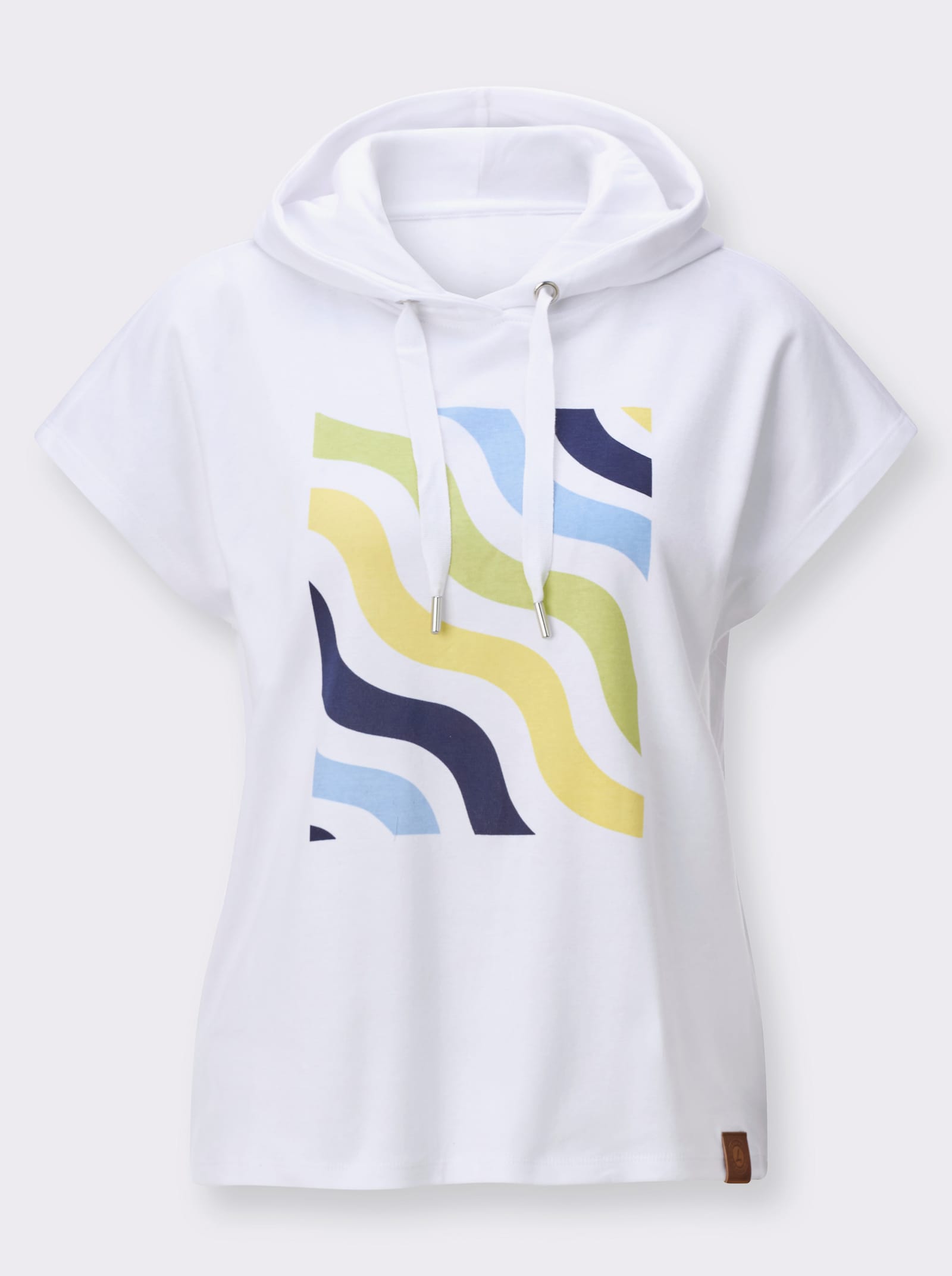 Kapuzenshirt mit überlappenden Ärmeln - weiß