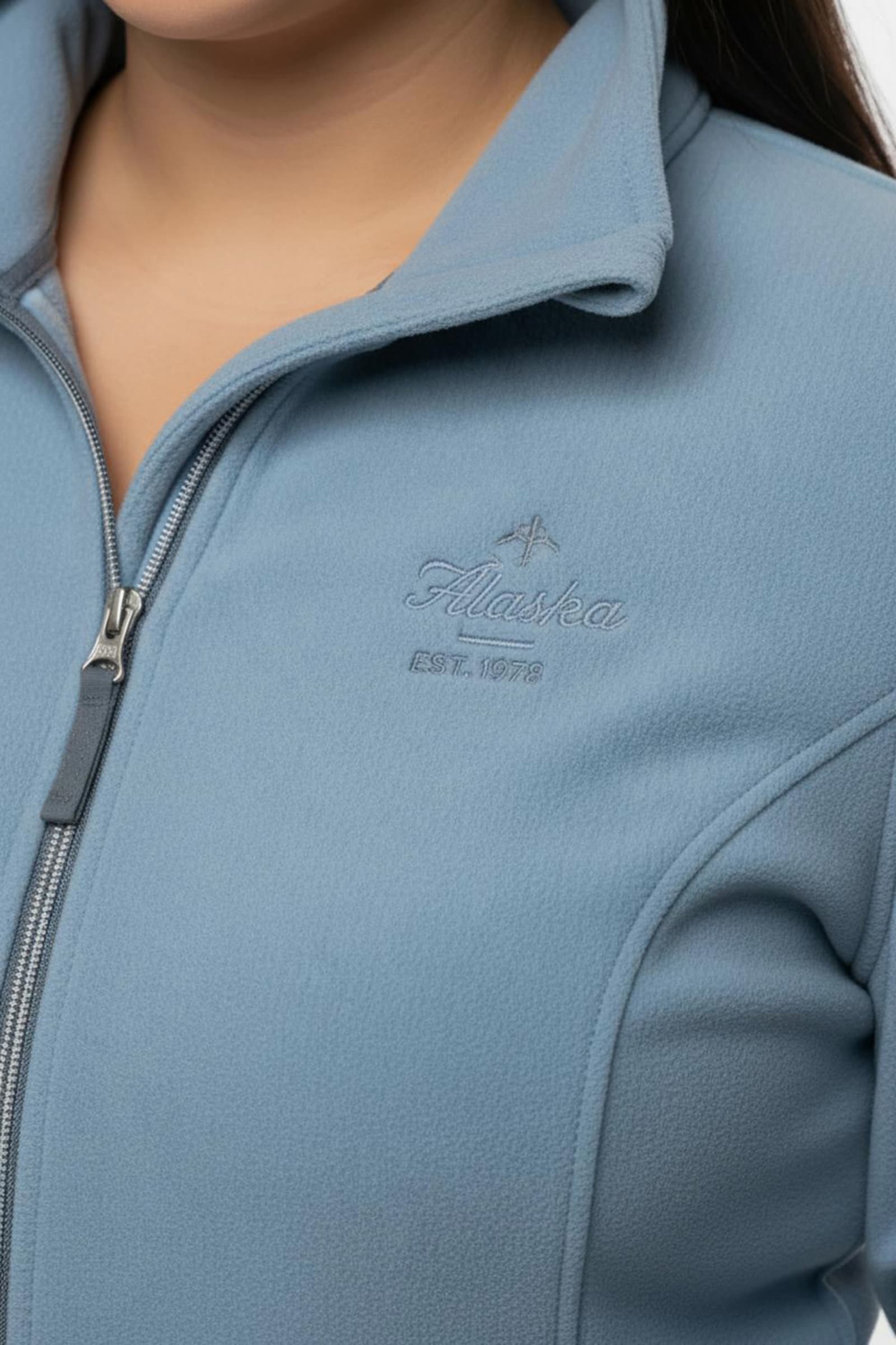 Fleecejacke mit schrägen Reißverschluss-Taschen - bleu