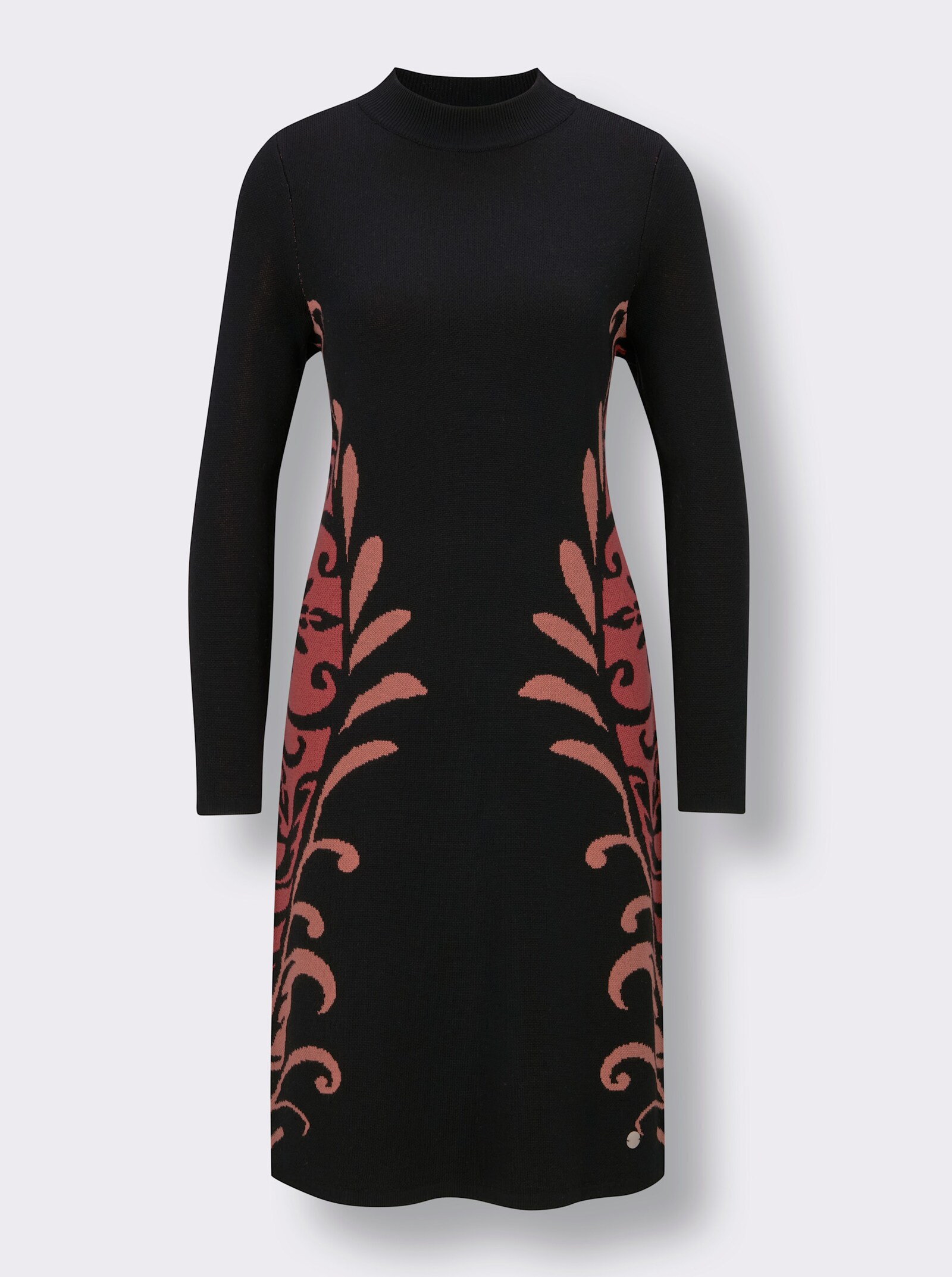 CREATION L PREMIUM Strickkleid mit Kelchkragen - schwarz-terra