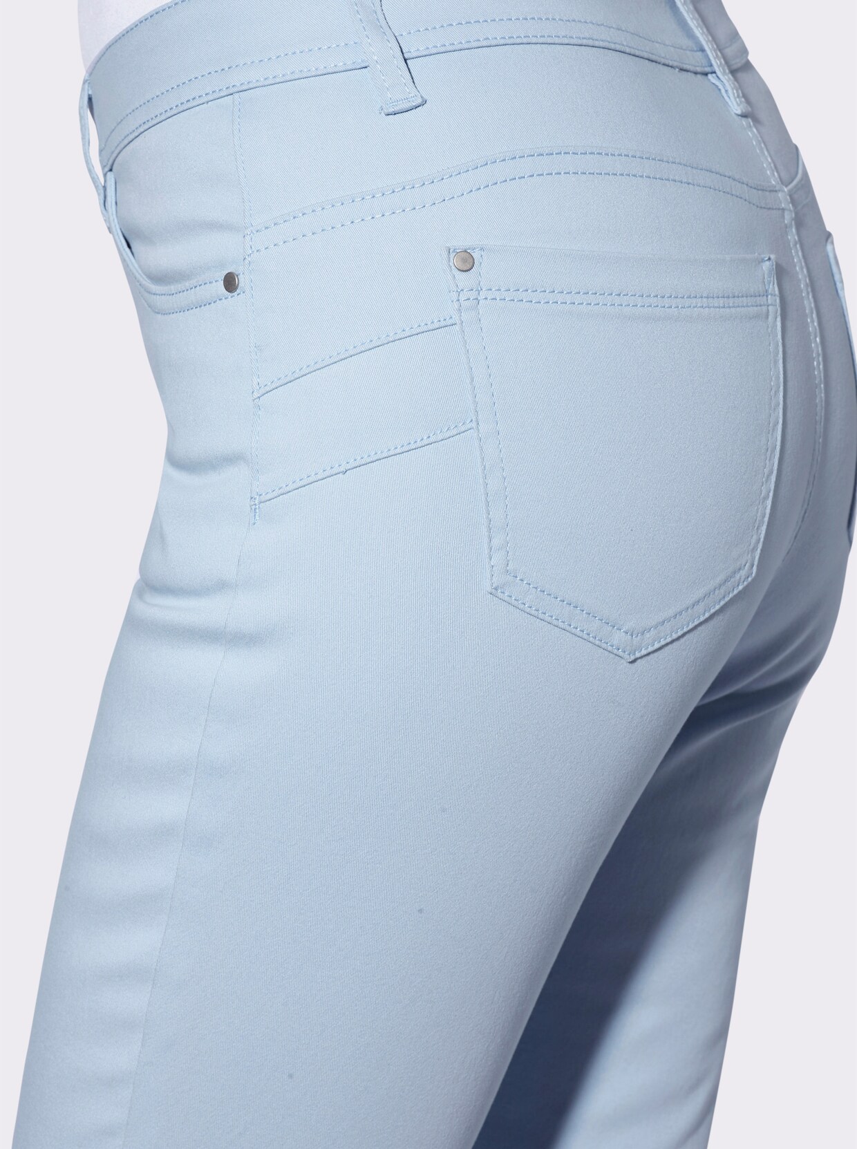 7/8-Jeans mit Spitzen-Einsatz - eisblau