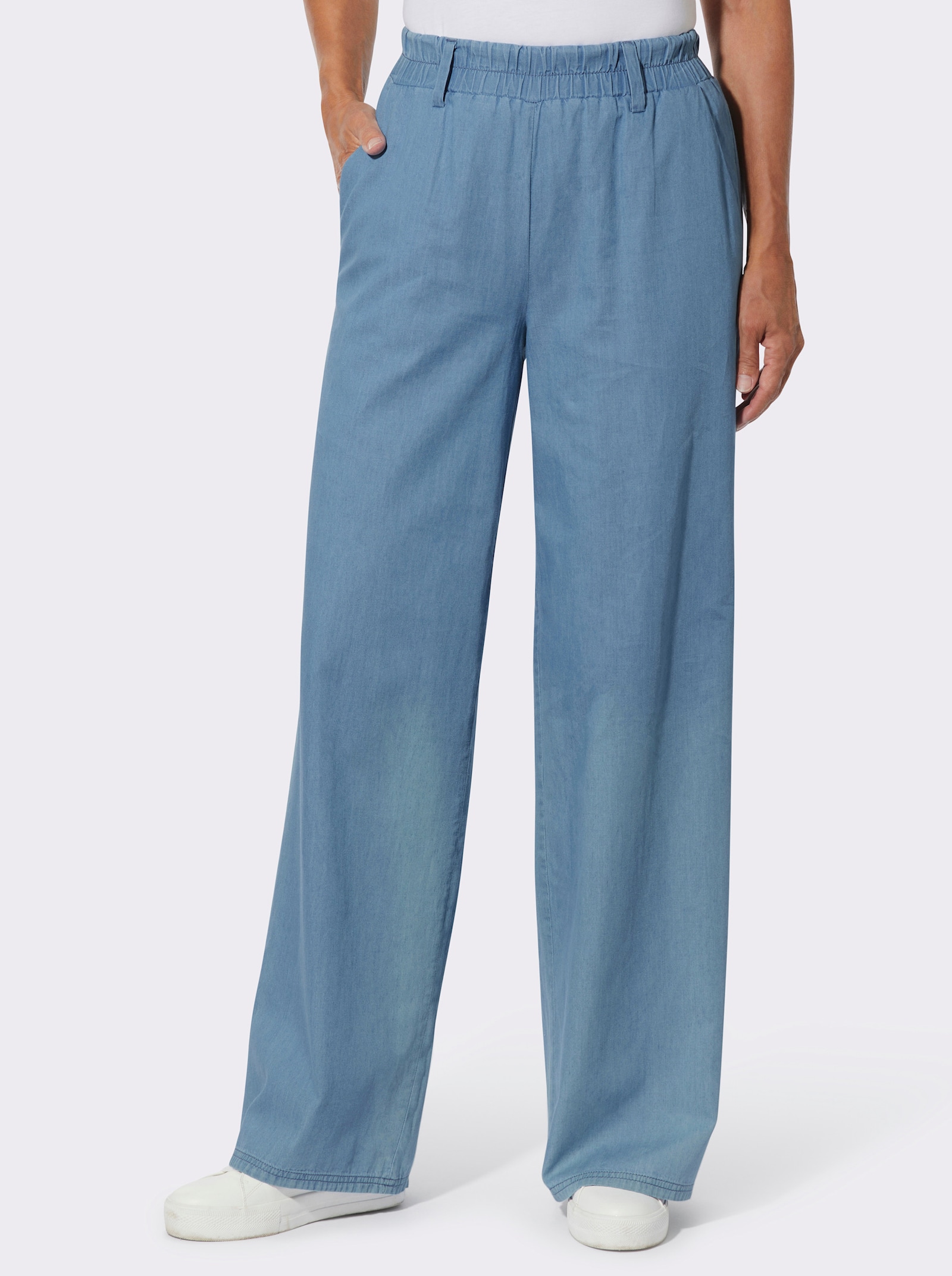 Palazzohose aus reiner Baumwolle - blue-bleached