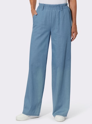 Palazzohose aus reiner Baumwolle - blue-bleached