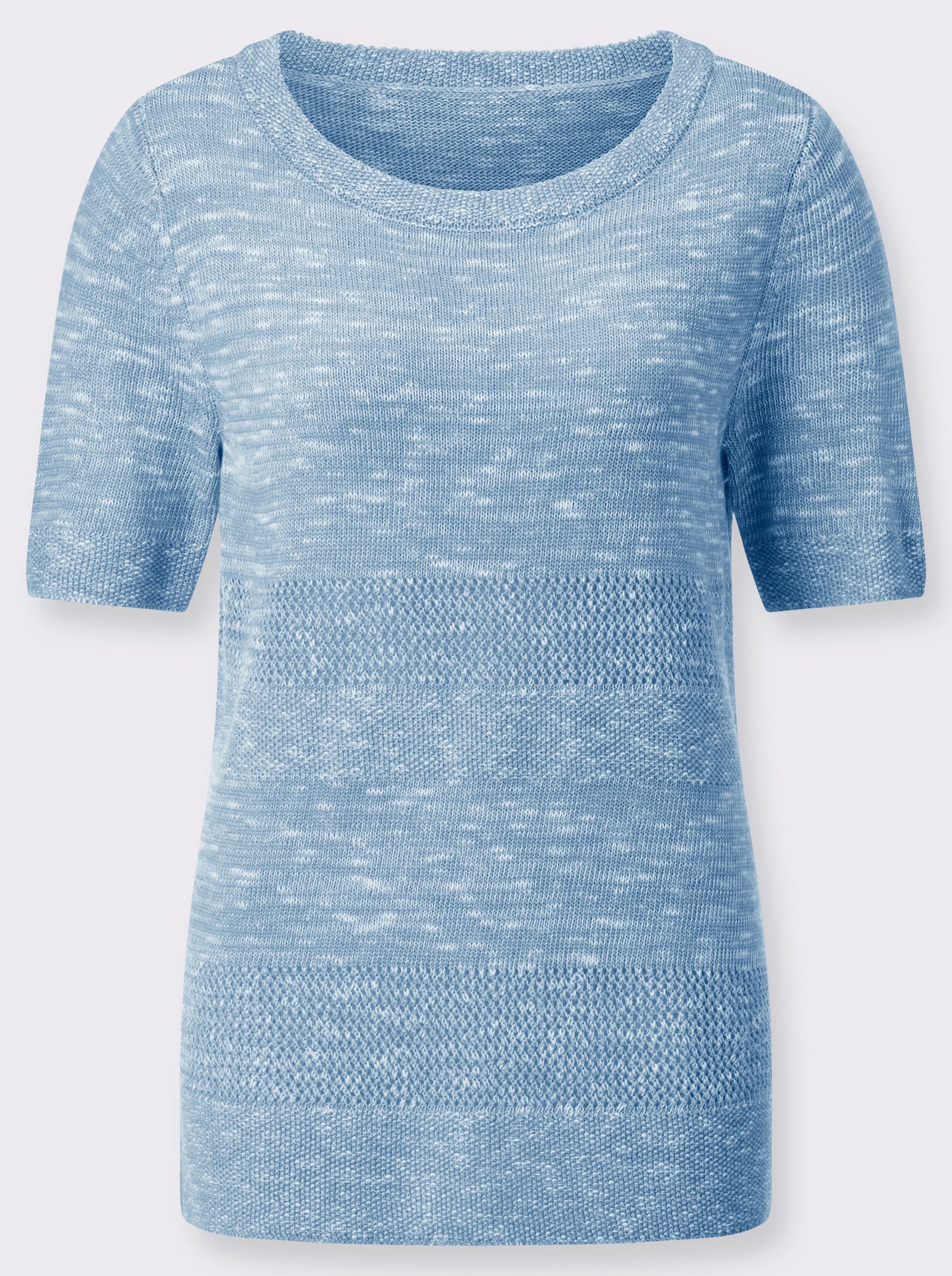 Ajourpullover im Mustermix - eisblau-meliert