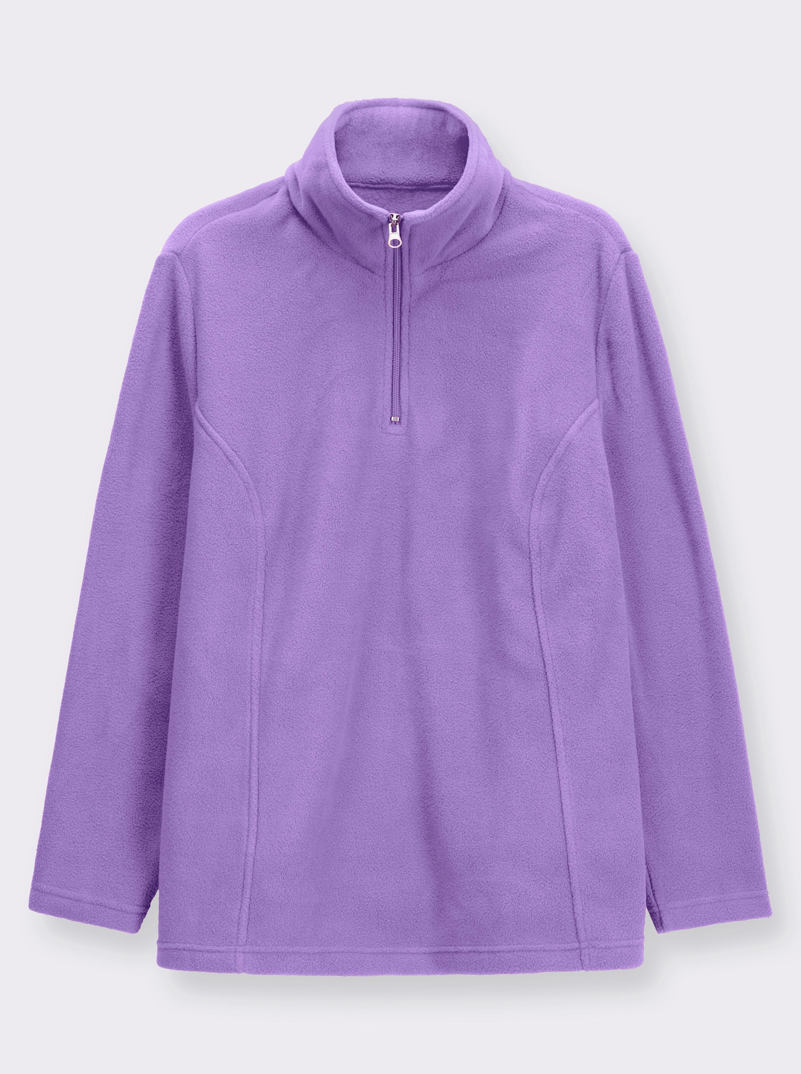 Fleeceshirt mit Troyerkragen - flieder