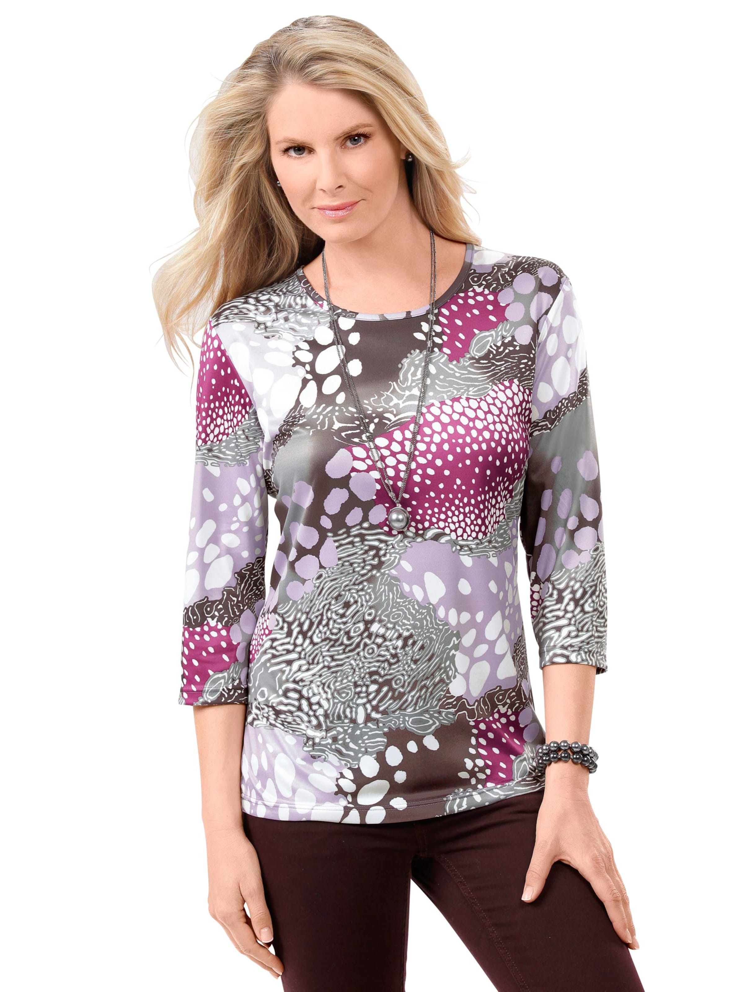 Shirt - grau-flieder-bedruckt