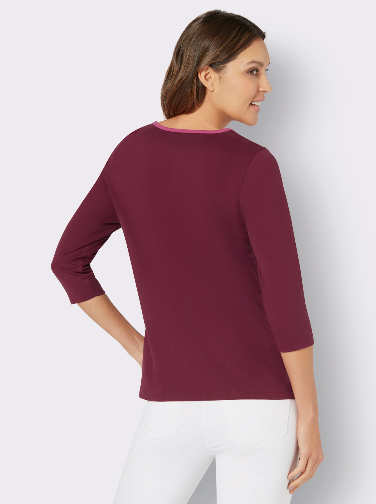 Shirt met 3/4-mouw - bordeaux/fuchsia