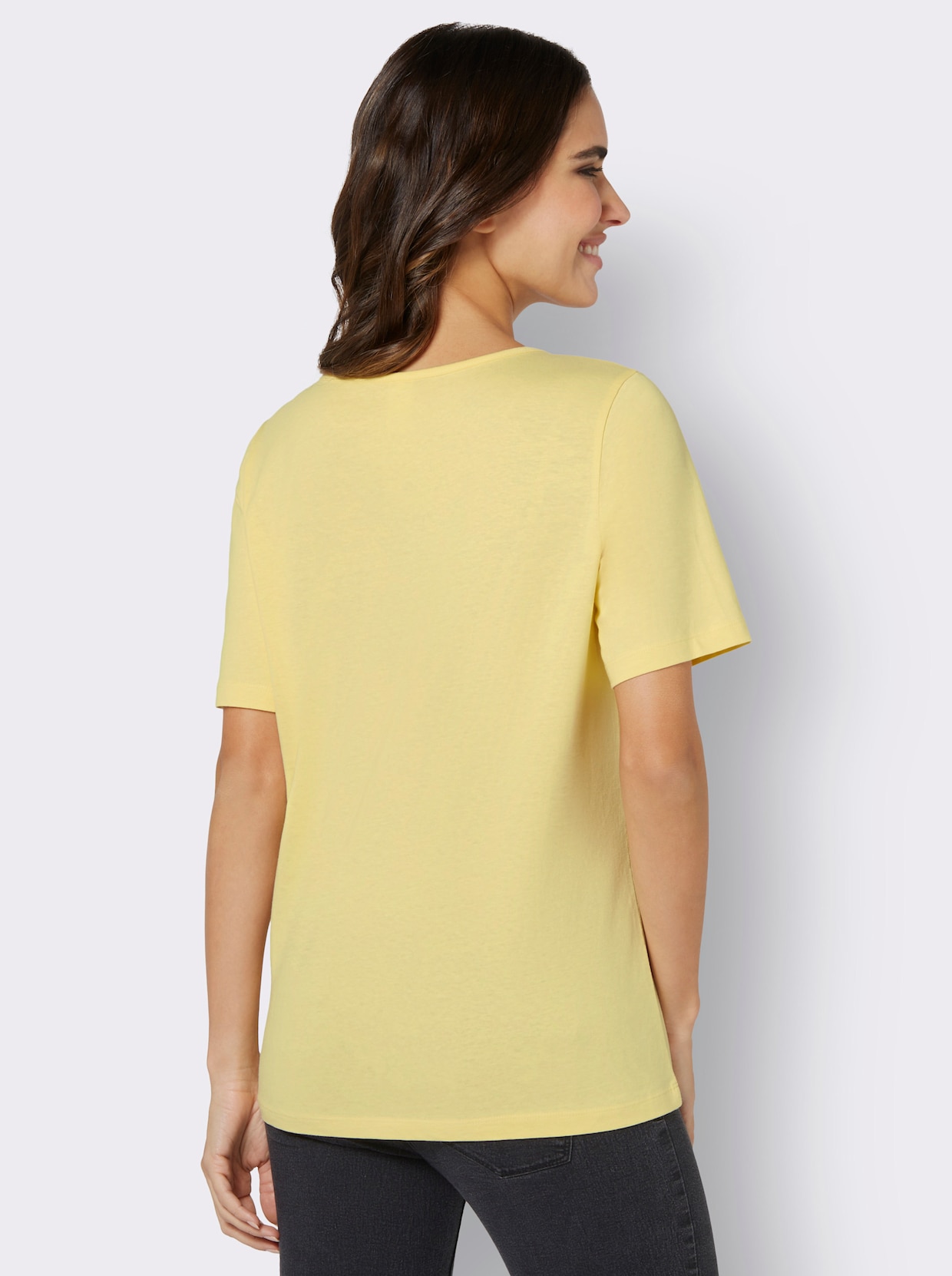 Kurzarmshirt - zitrone-ecru