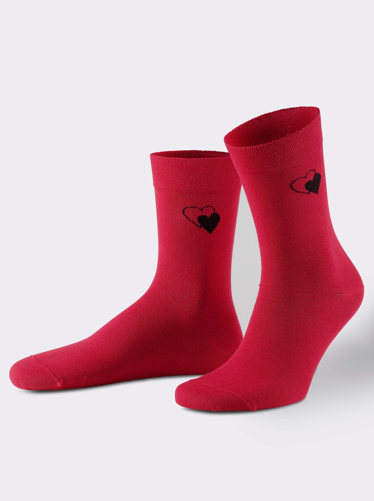 wäschepur Damen-Socken - rot-schwarz-gemustert + rot