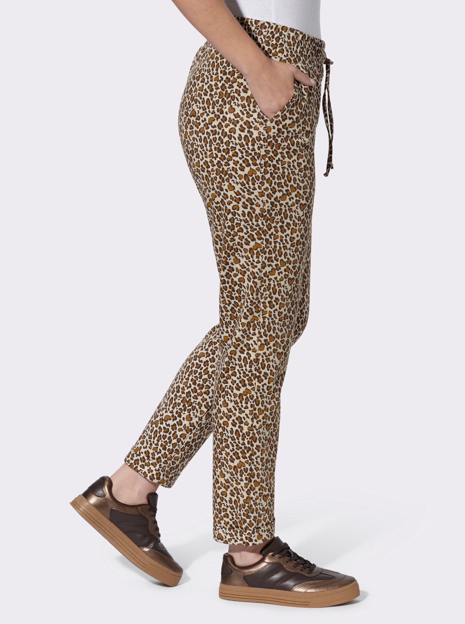 Sweathose im Animal-Print - sand-schoko-bedruckt
